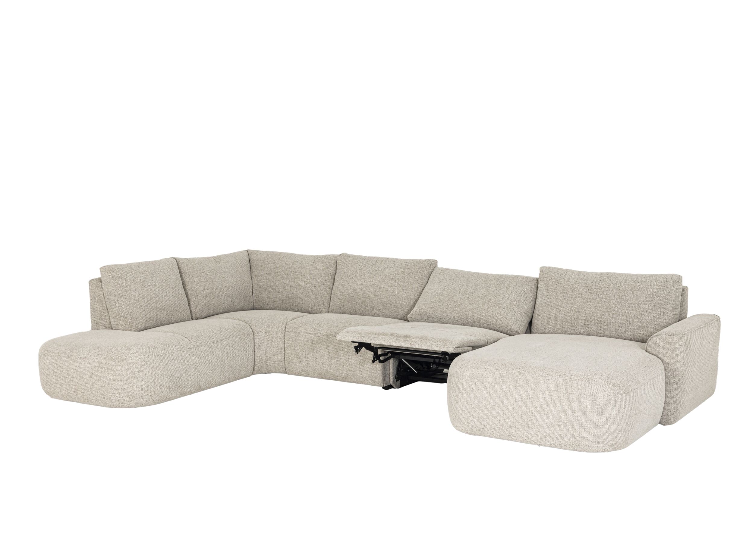 Aperçu - Canapé d'angle Malco 401x235cm - tissu - taupe avec relax