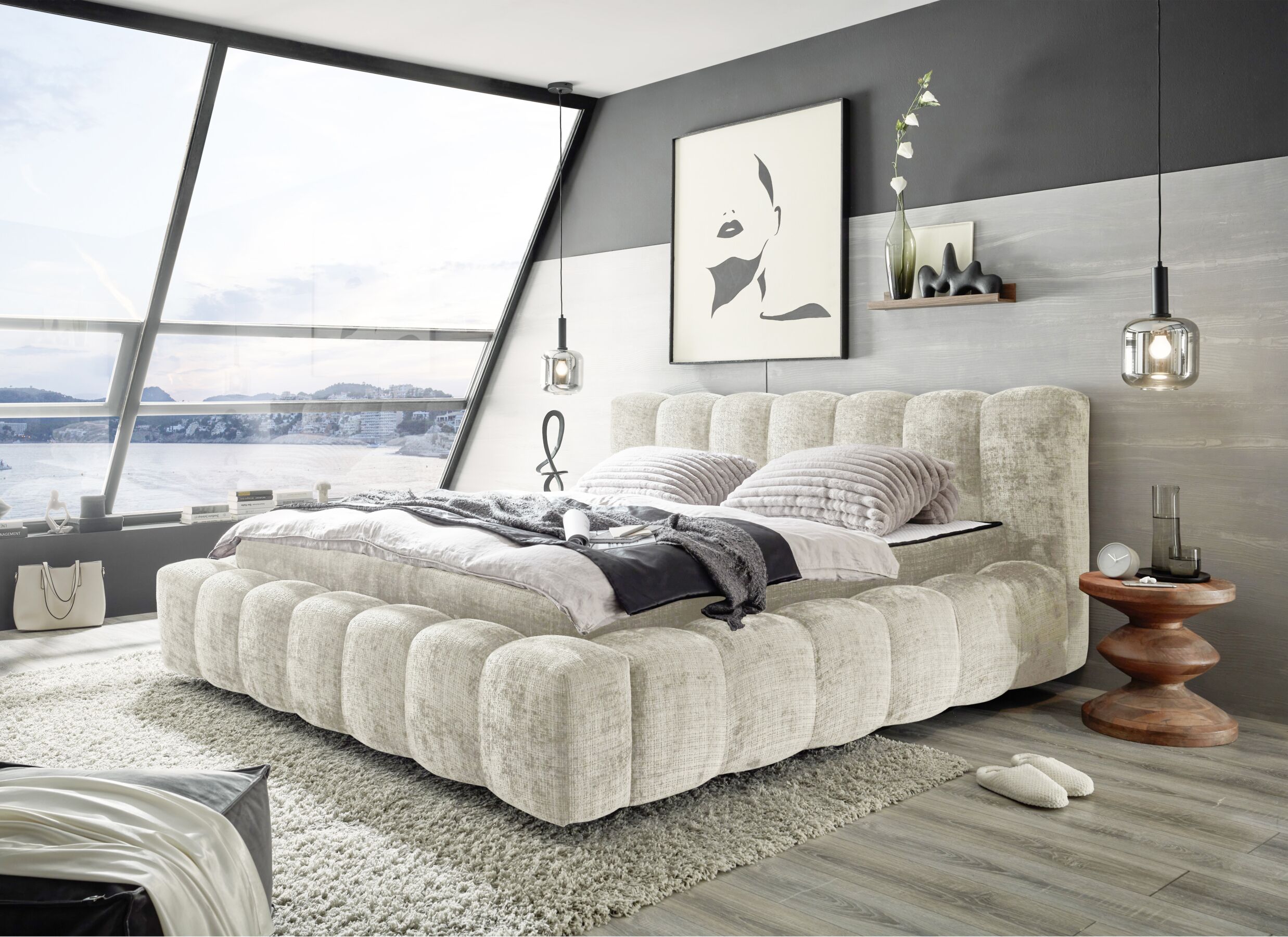 Sfeerfoto - Gestoffeerd bed Bexley 160x200cm - polyester - cremona ivoor