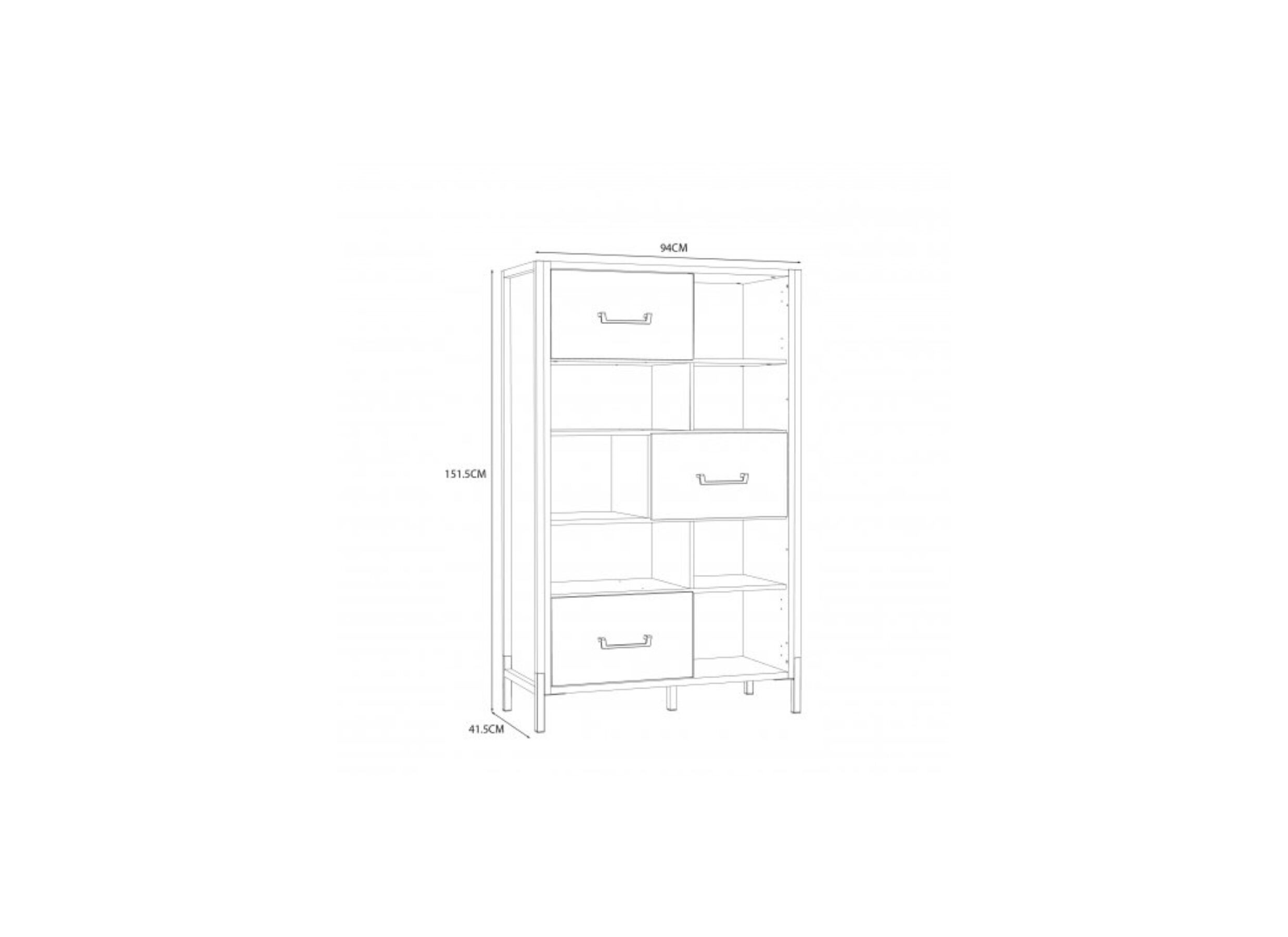 Boekenkast Oriental Tree 94,1x41,5x151,5cm - meubelplaat - bartex eik