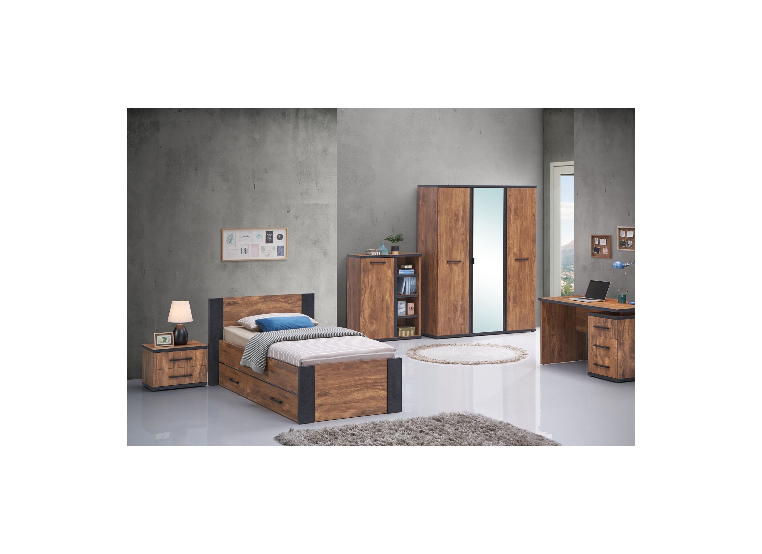 Chambre enfant Ellen avec armoire 3 portes - Chambre enfant Ellen avec armoire 3 portes