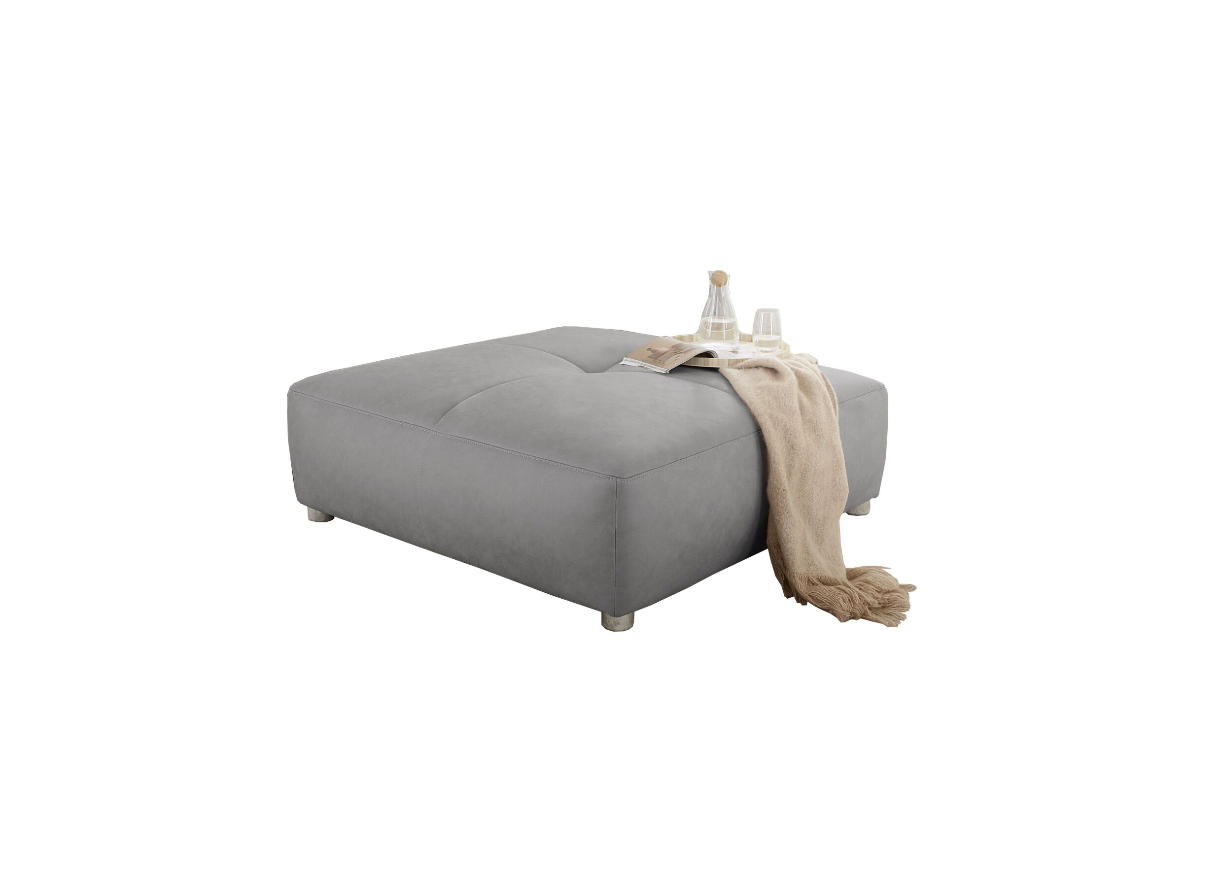 Poef Gulliver 126x126cm stof lichtgrijs