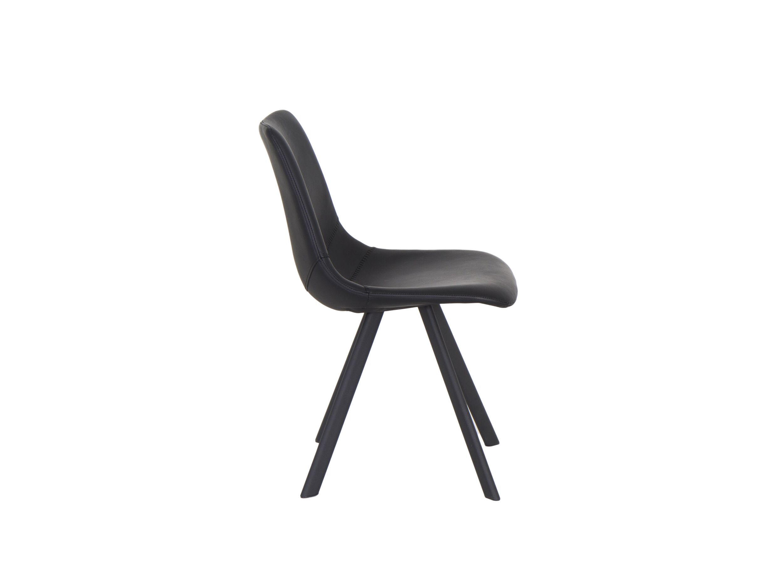 Chaise coque Pokerface 47x57x83cm - cuir de vachette - noir