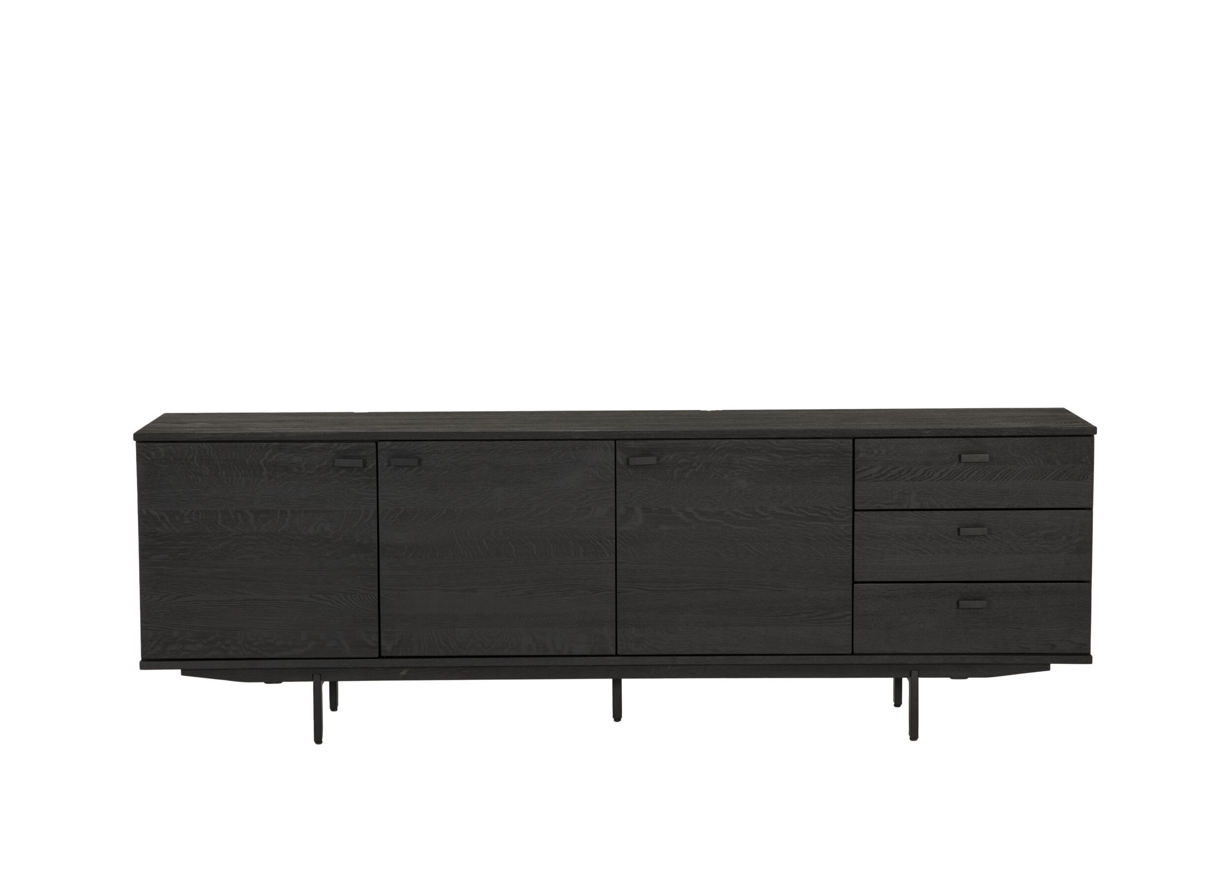 Dressoir Mauri 240cm - eik massief & decor - zwart