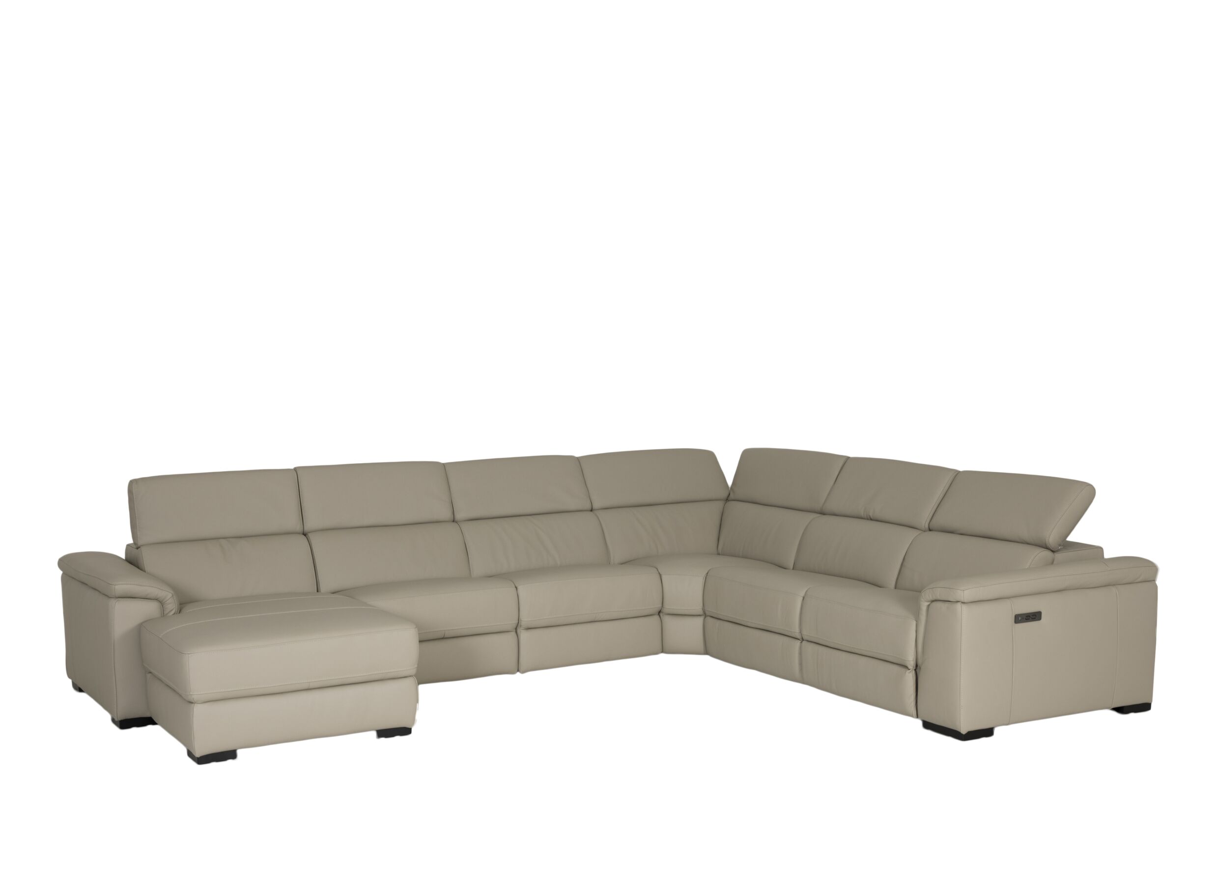Overzichtsfoto - Hoeksalon Walk 380x303cm - leder - grijs met relax