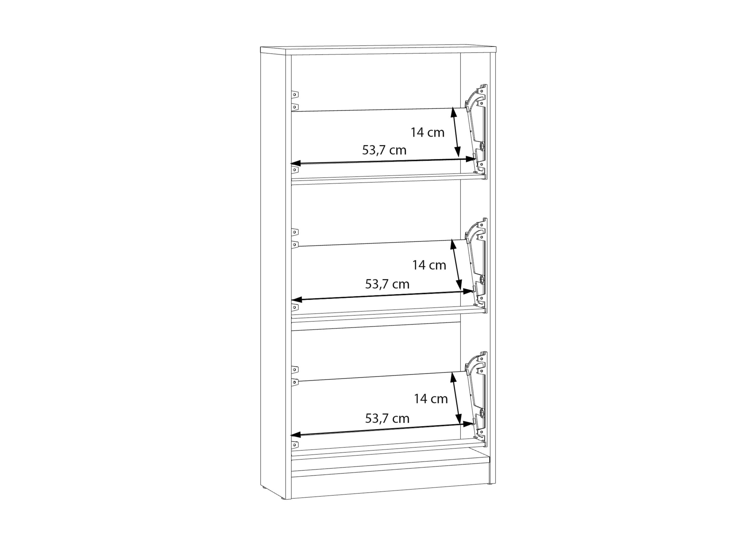 Dimensions - Armoire à chaussures Net402 58x20x116cm - décor - blanc