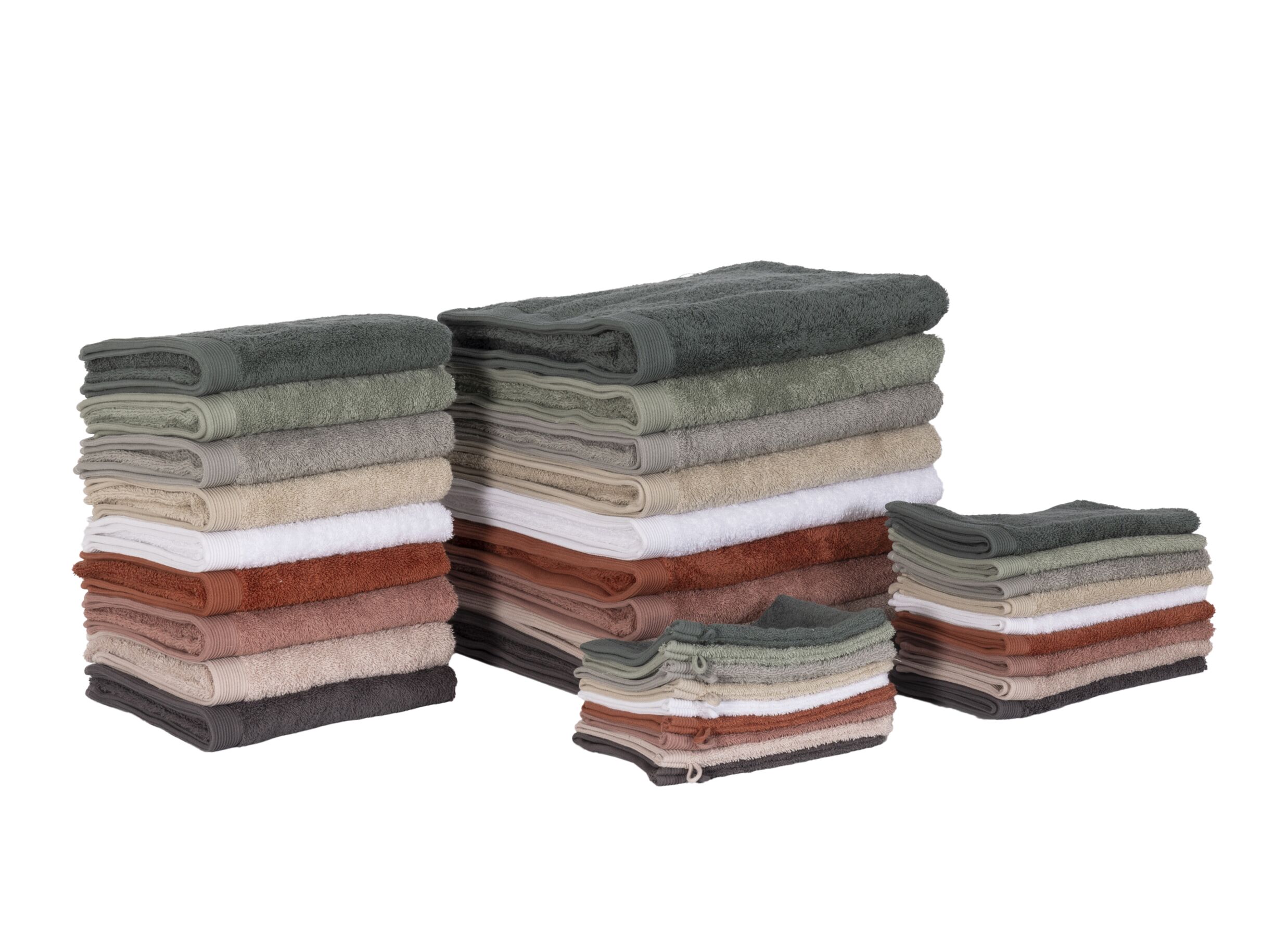 Photo ensemble - Drap de bain Flora 70x140cm - coton - gris