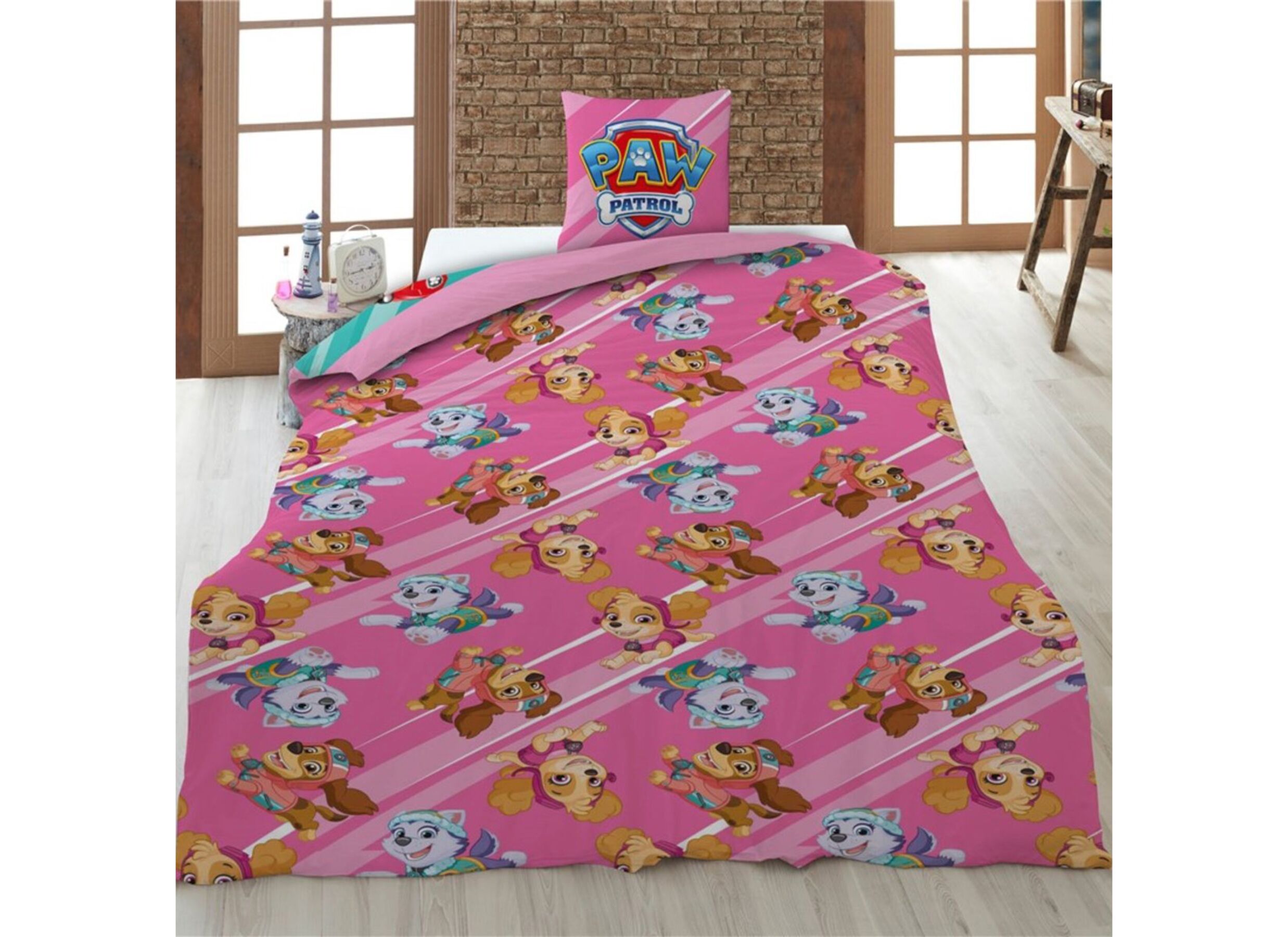 Overzichtsfoto - Dekbedovertrek Paw Patrol 140x200cm - katoen - roze