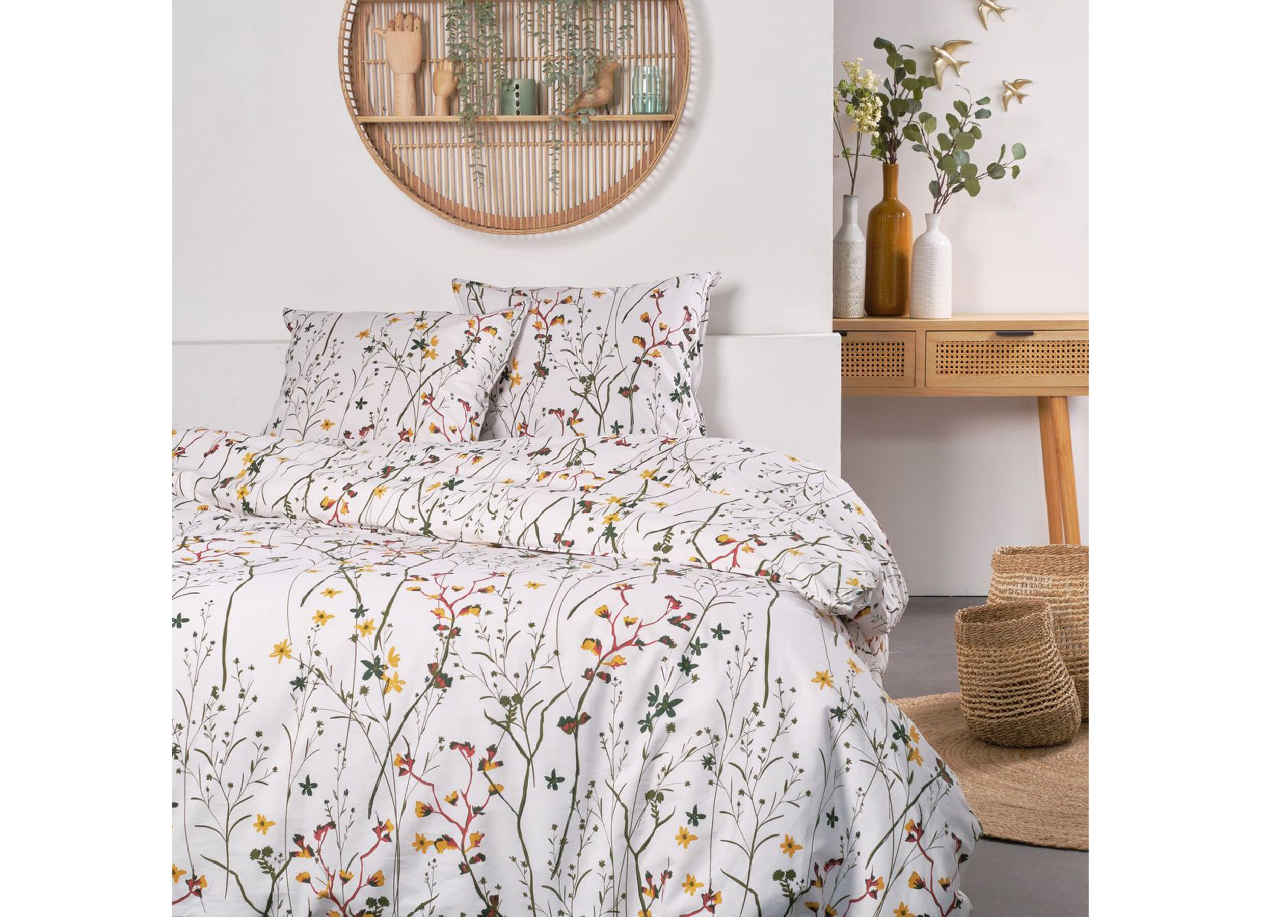 Dekbedovertrek Sunshine 220x240cm - katoen - wit & multicolor - Housse de couette Sunshine 220x240cm - coton - blanc & multicolor