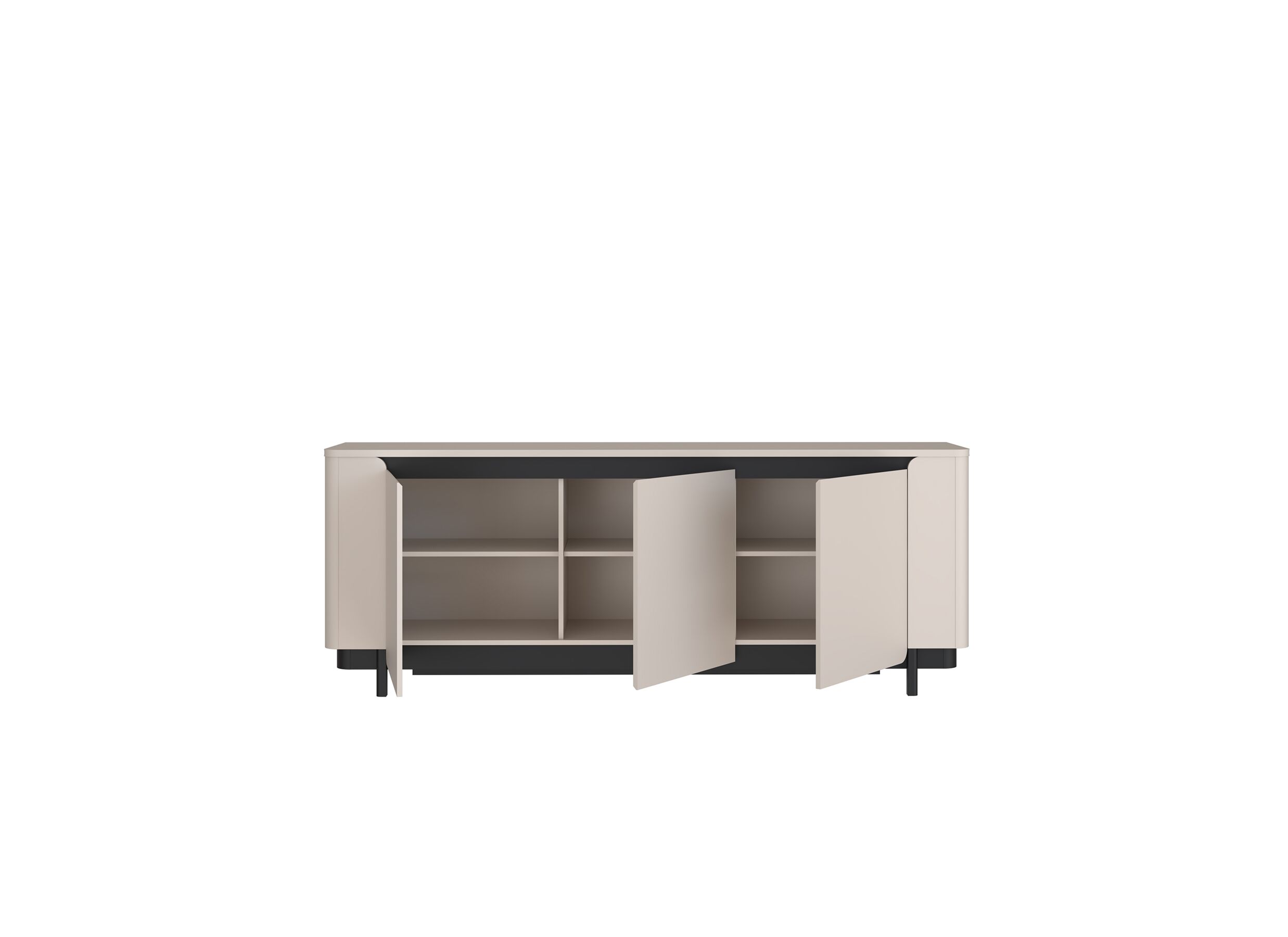 Buffet Vodol 205cm - panneau décor - sable/noir