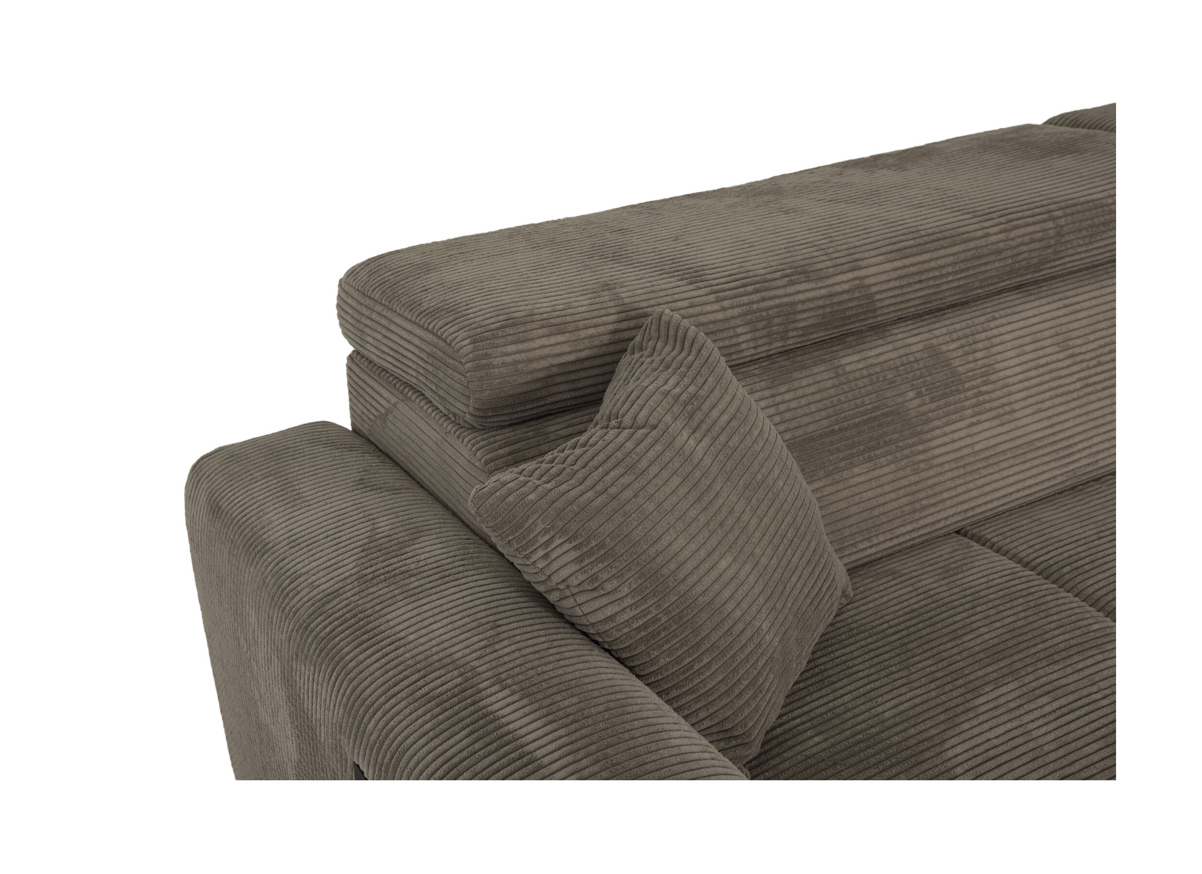 Detail - Canapé d'angle Slider 279 x 186 cm - tissu ribcord - marron avec fonction lit