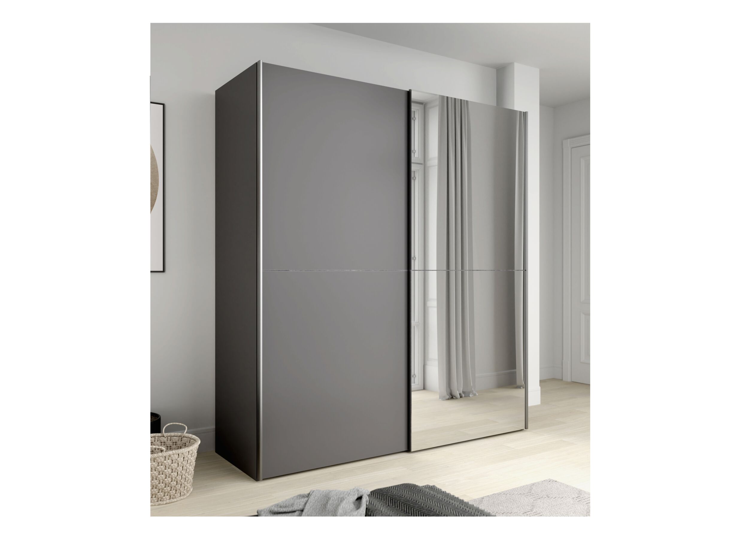 Armoire à portes coulissantes Kaikais 170cm - décor - gris foncé