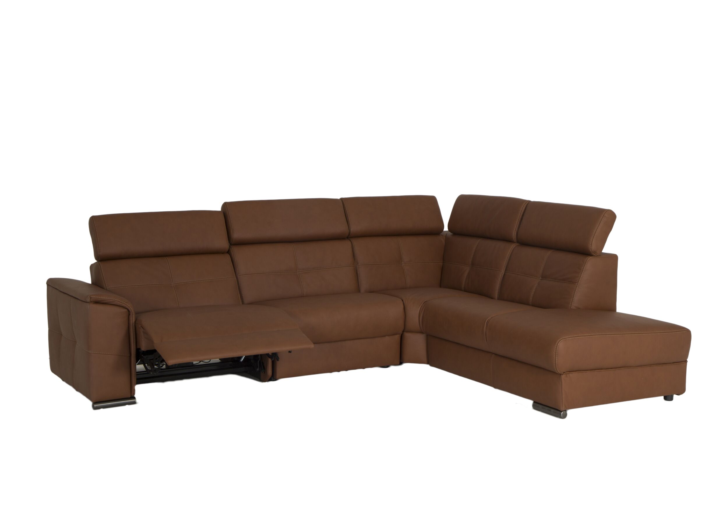 Hoeksalon Lana 289x227cm - leder - bruin met relax