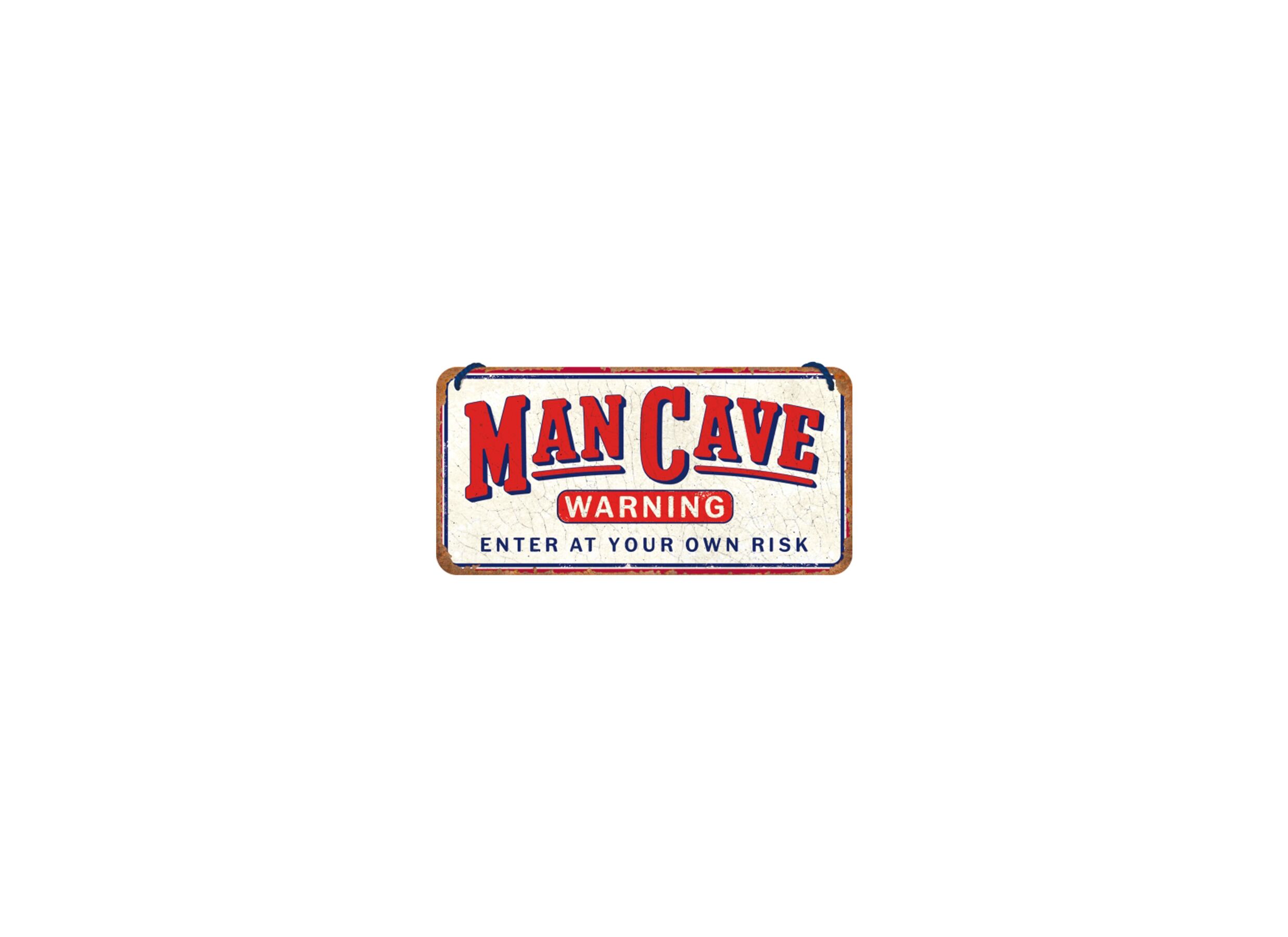 Overzichtsfoto - Plakkaat 10x20cm Man Cave Warning