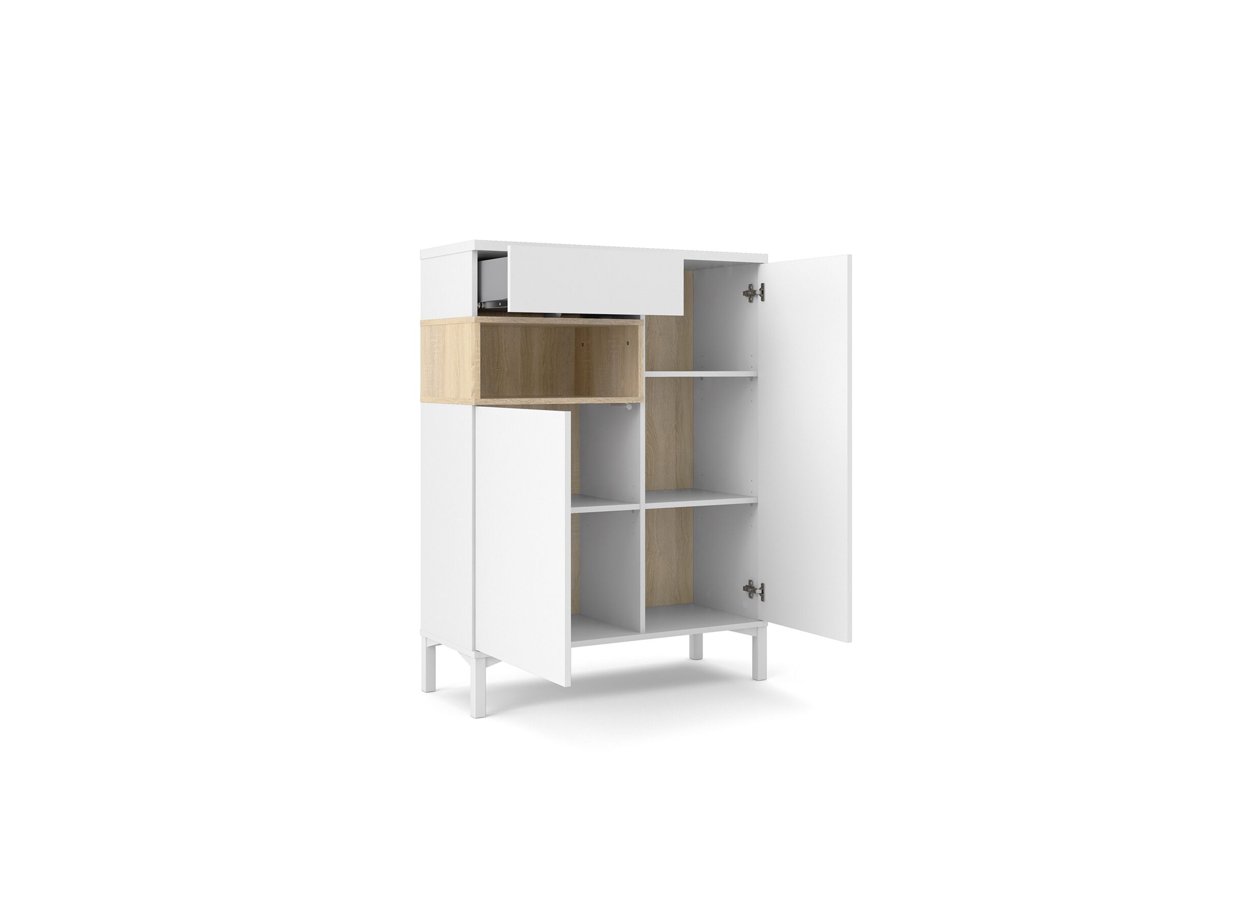 Dressoir Roomers 89cm - spaanplaat - witte eik