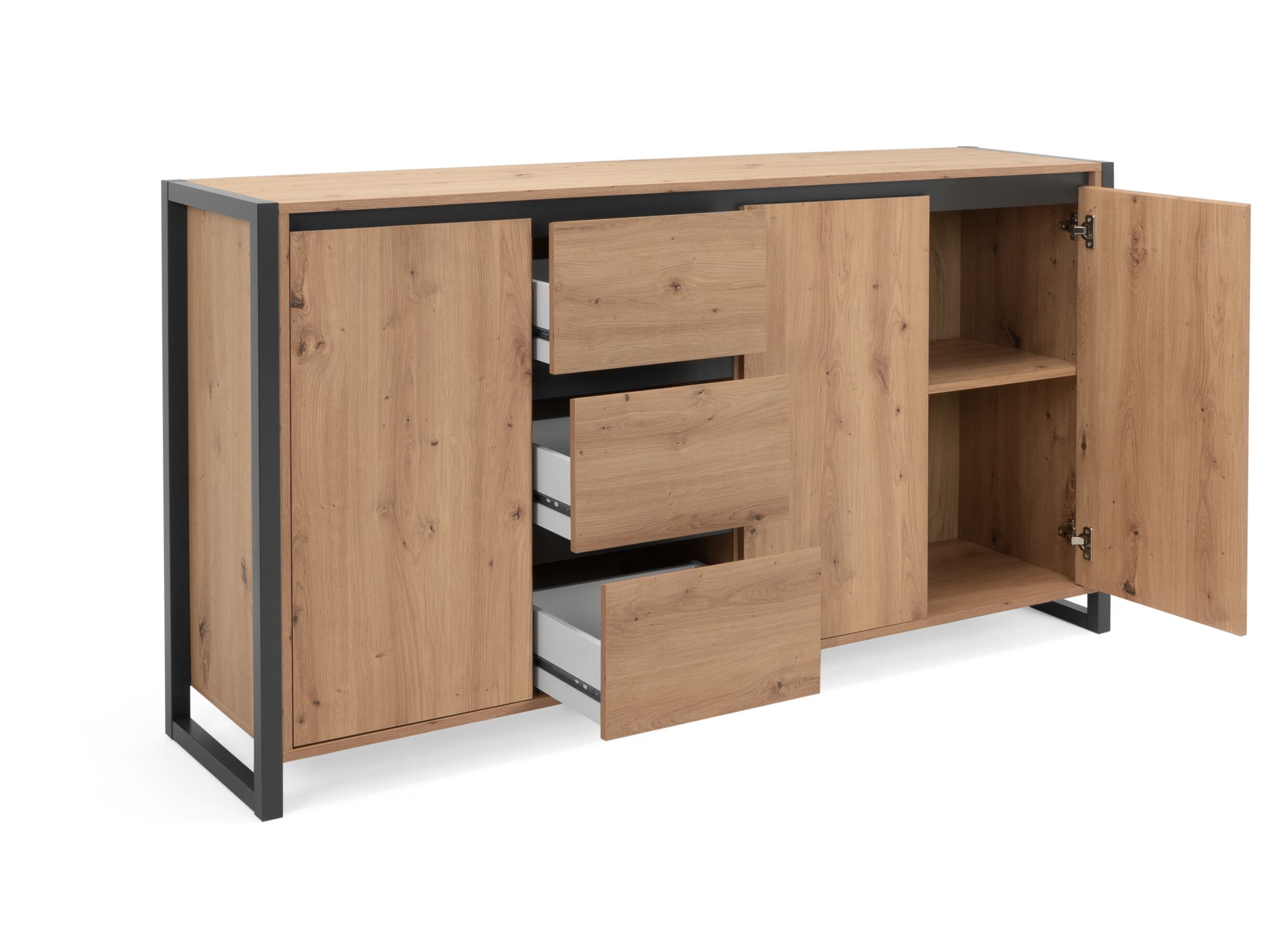 Commode Denver 160x88x40cm - decor - artisanale eik & anthraciet