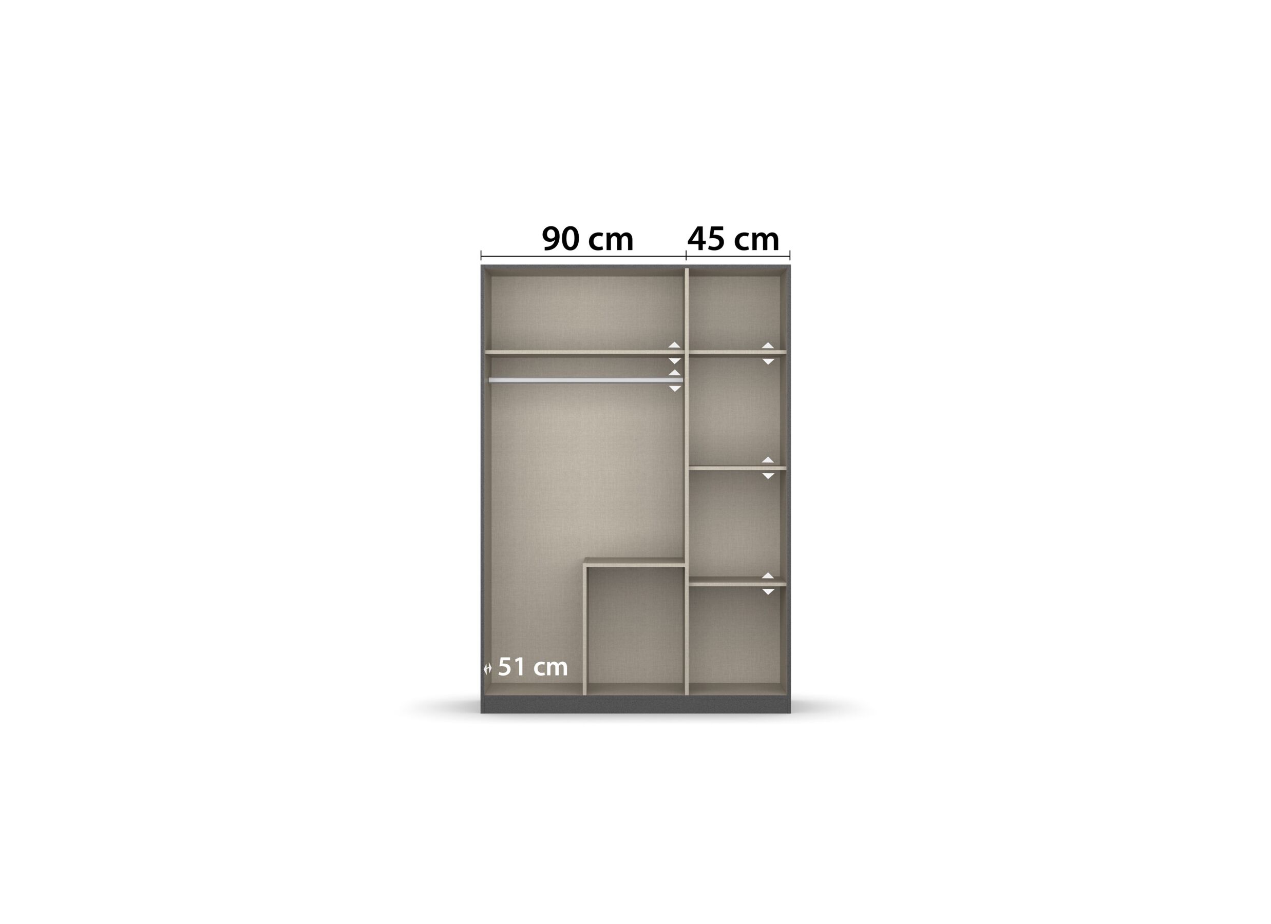 Garde-robe Butte 136cm - décor - chêne artisanal/gris