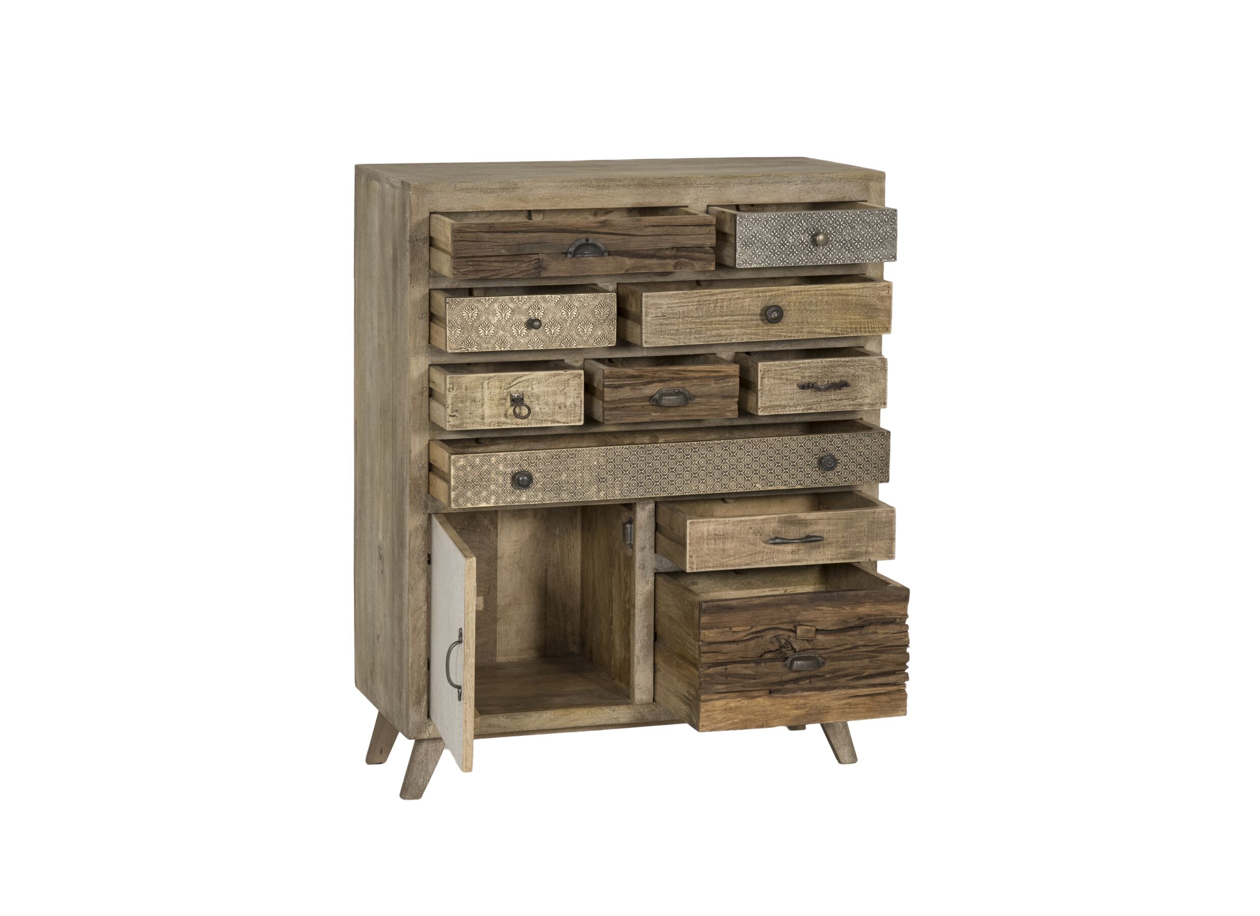 Armoire Harem 90x40x112cm - mangue massif - marron & multicolor