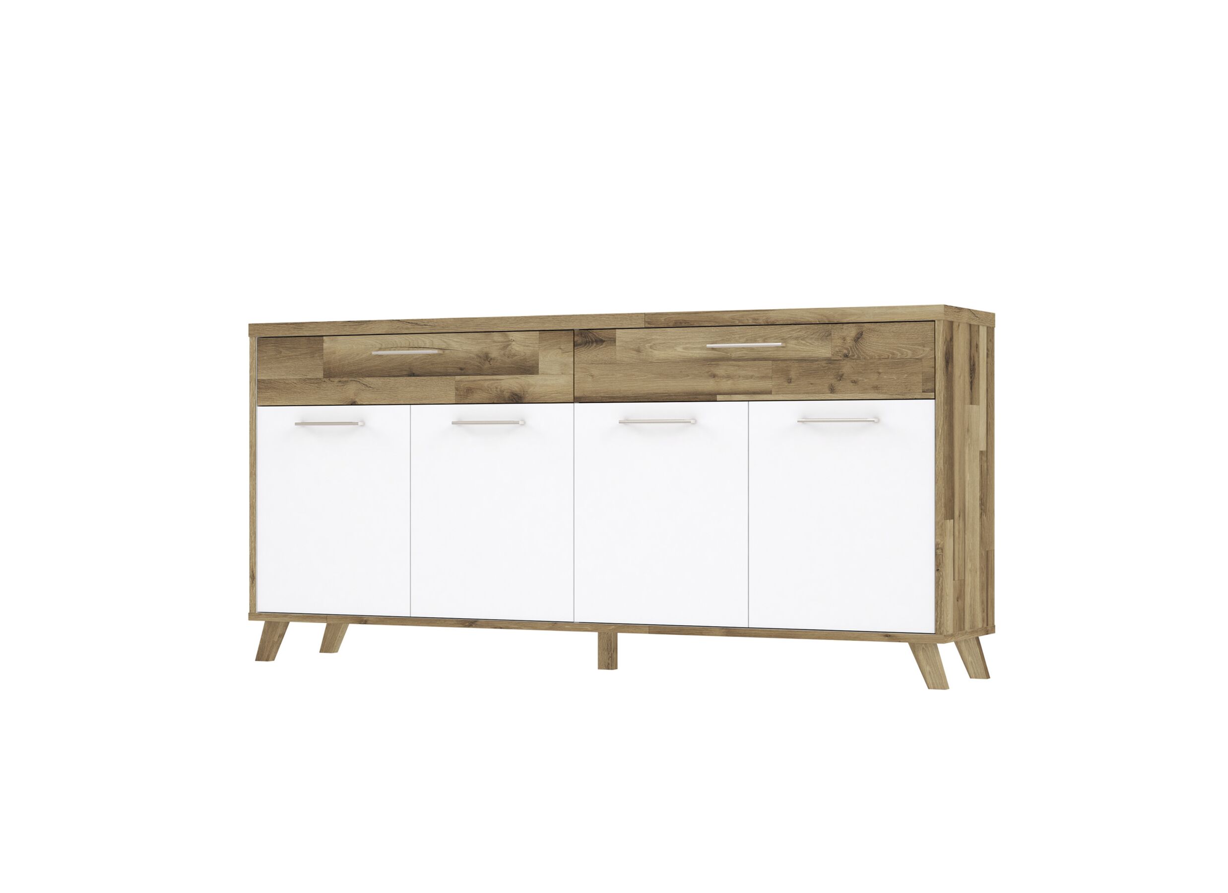 Dressoir Ricciano-II 204cm - meubelplaat - eik/wit