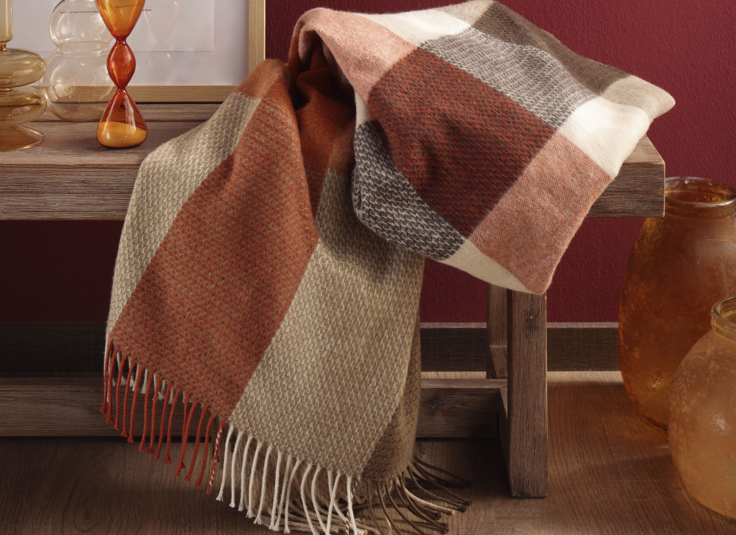 Foto ambiance - Plaid Desire Camel 130x170cm - polyester & coton - brun
