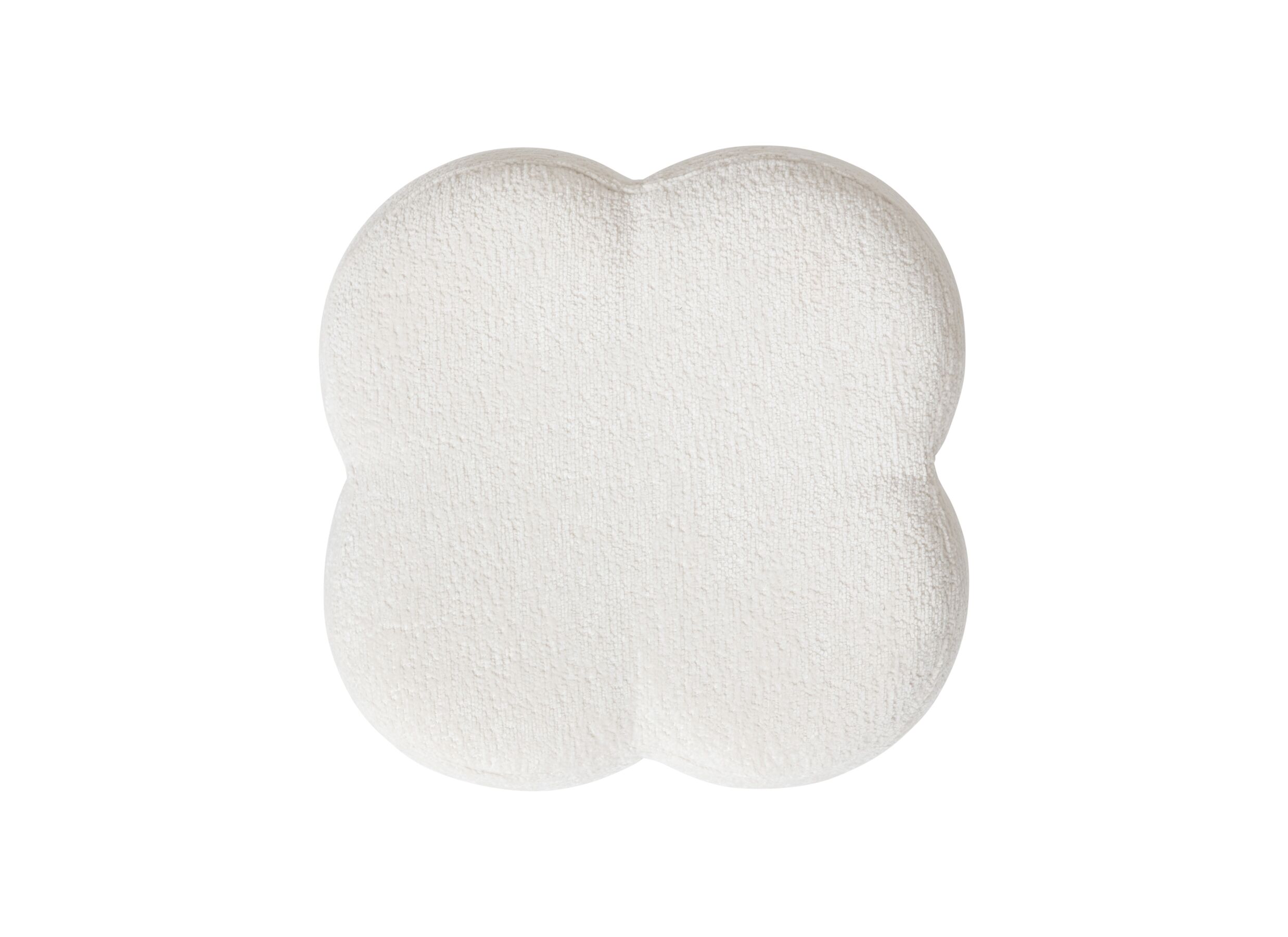 Poef Lavon Bloem 35x35x38cm - stof - wit