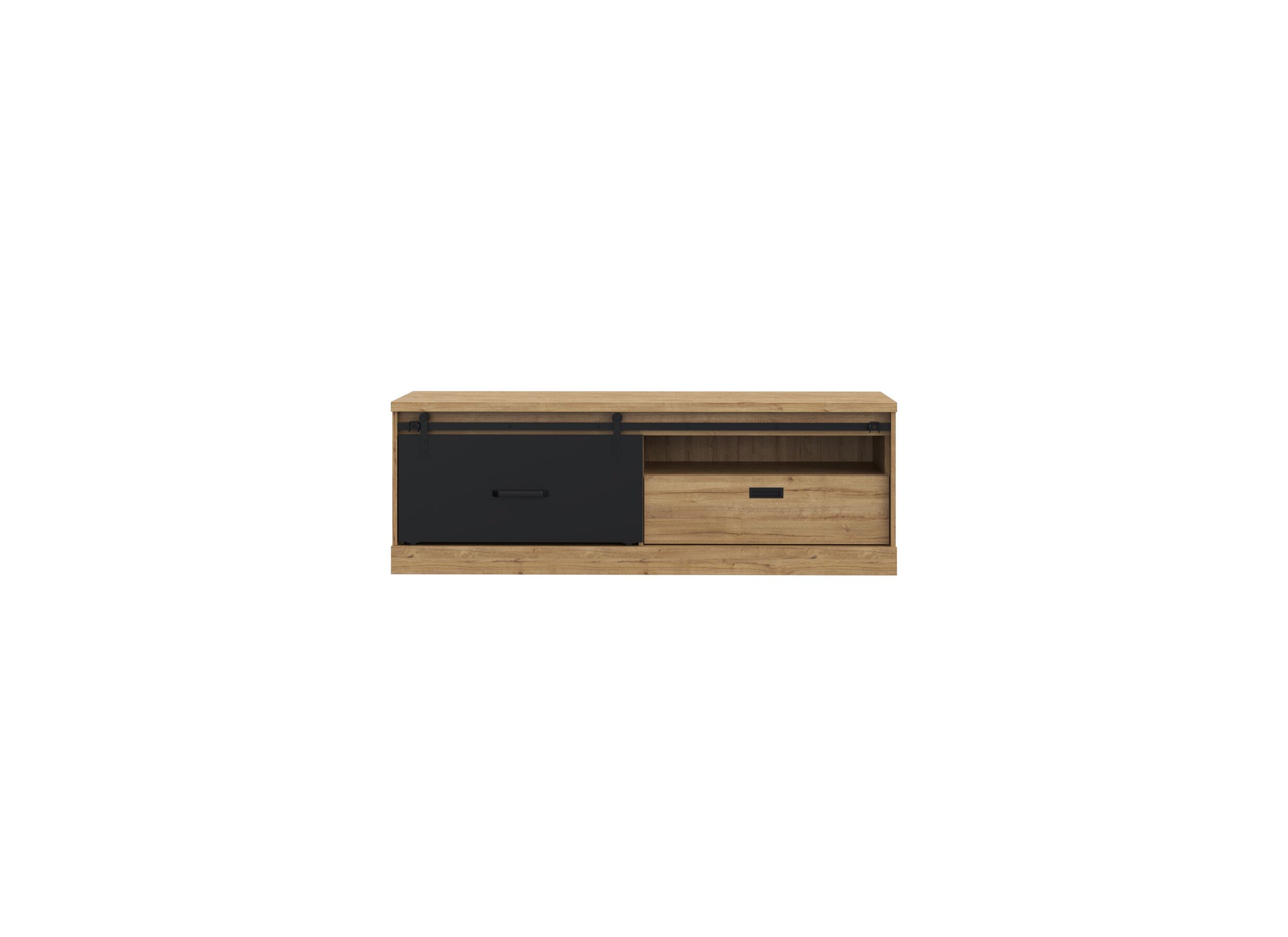 Tv-meubel Kaszimiro 163cm - meubelplaat - waterford eik/zwart