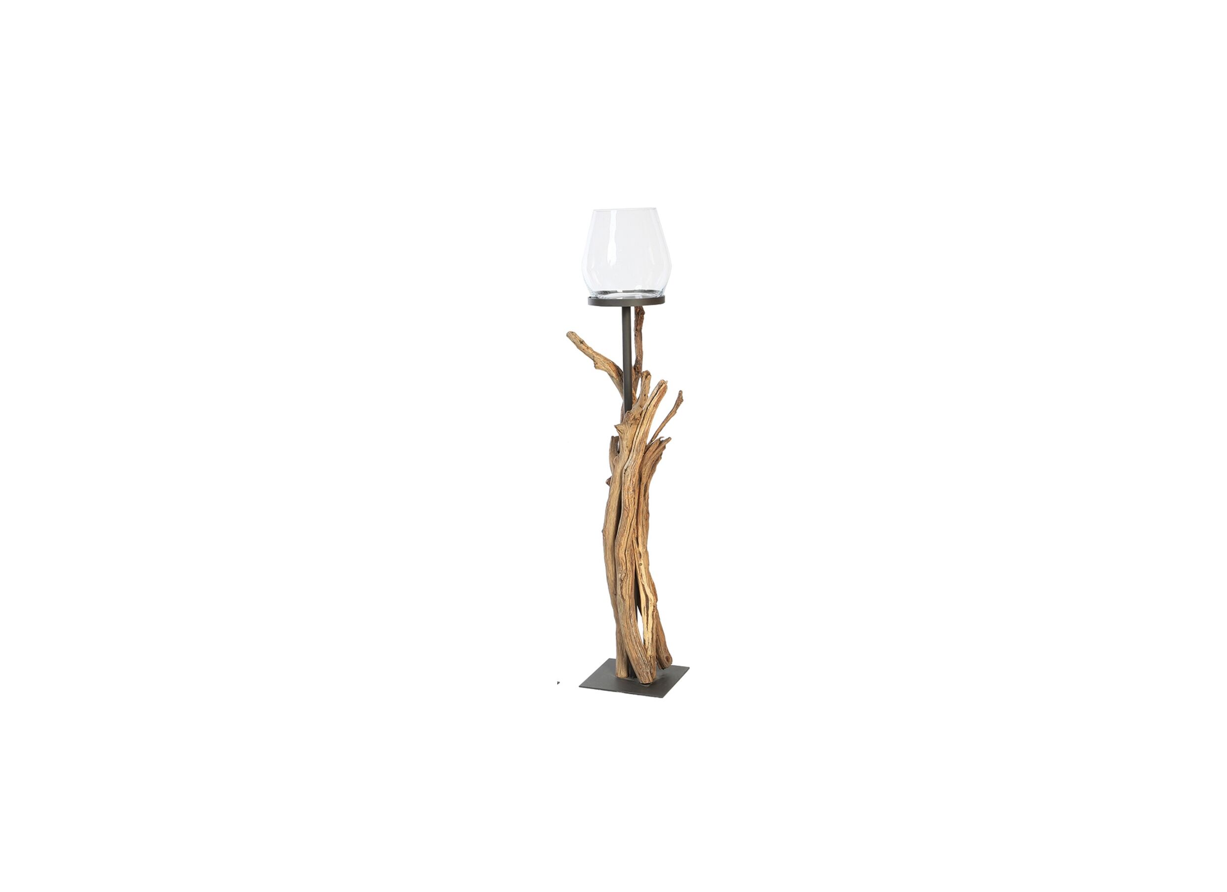 Porte-bougie Raisa H135cm - Porte-bougie Raisa H135cm - bois massif & verre - naturel