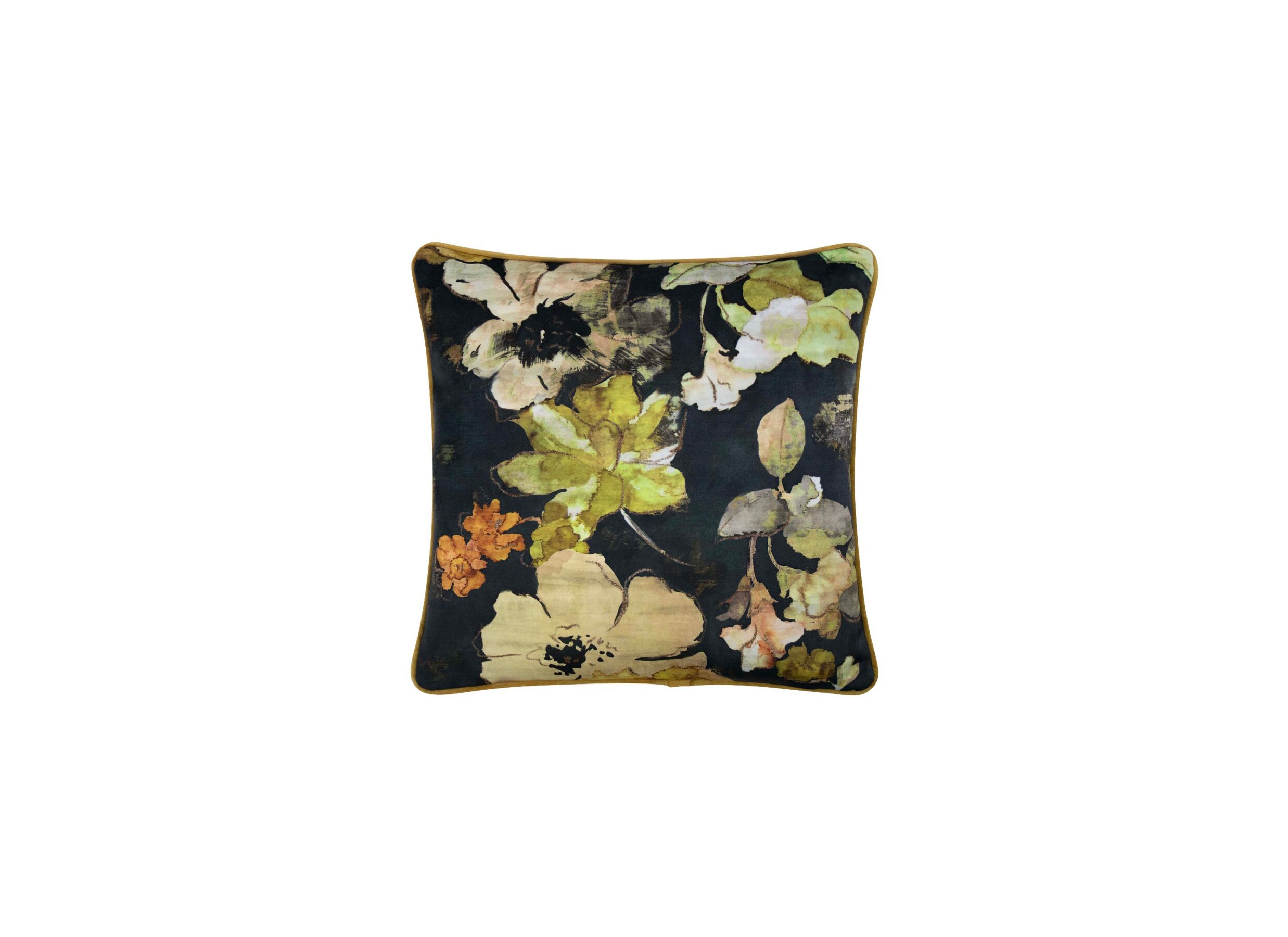 Kussen Joka 45x45cm - polyester - zwart/geel - Coussin Joka 45x45cm - polyester - noir/jaune
