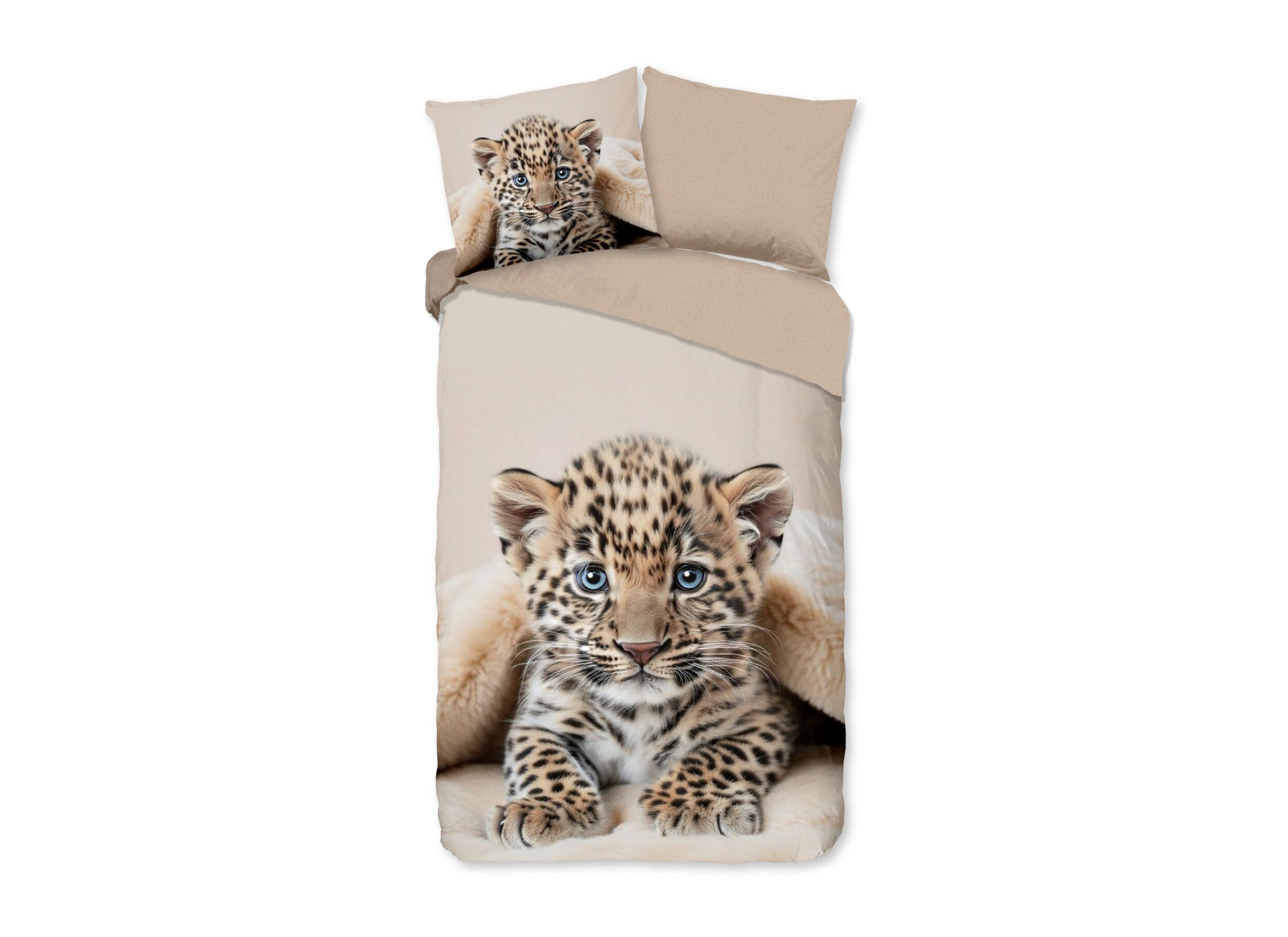 Dekbedovertrek Simo 140x220cm - katoen - zand - Housse de couette Simo 140x220cm - coton - sable