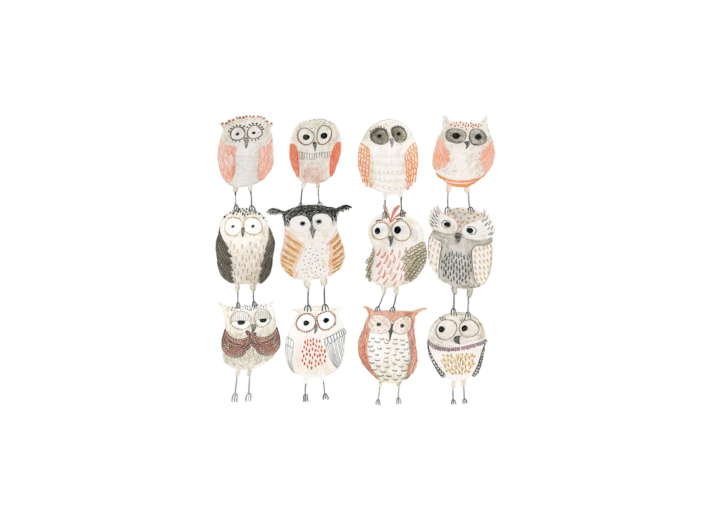 Serviette Owls 33x33cm multicolore 20 pièces - Serviette Owls 33x33cm multicolore 20 pièces