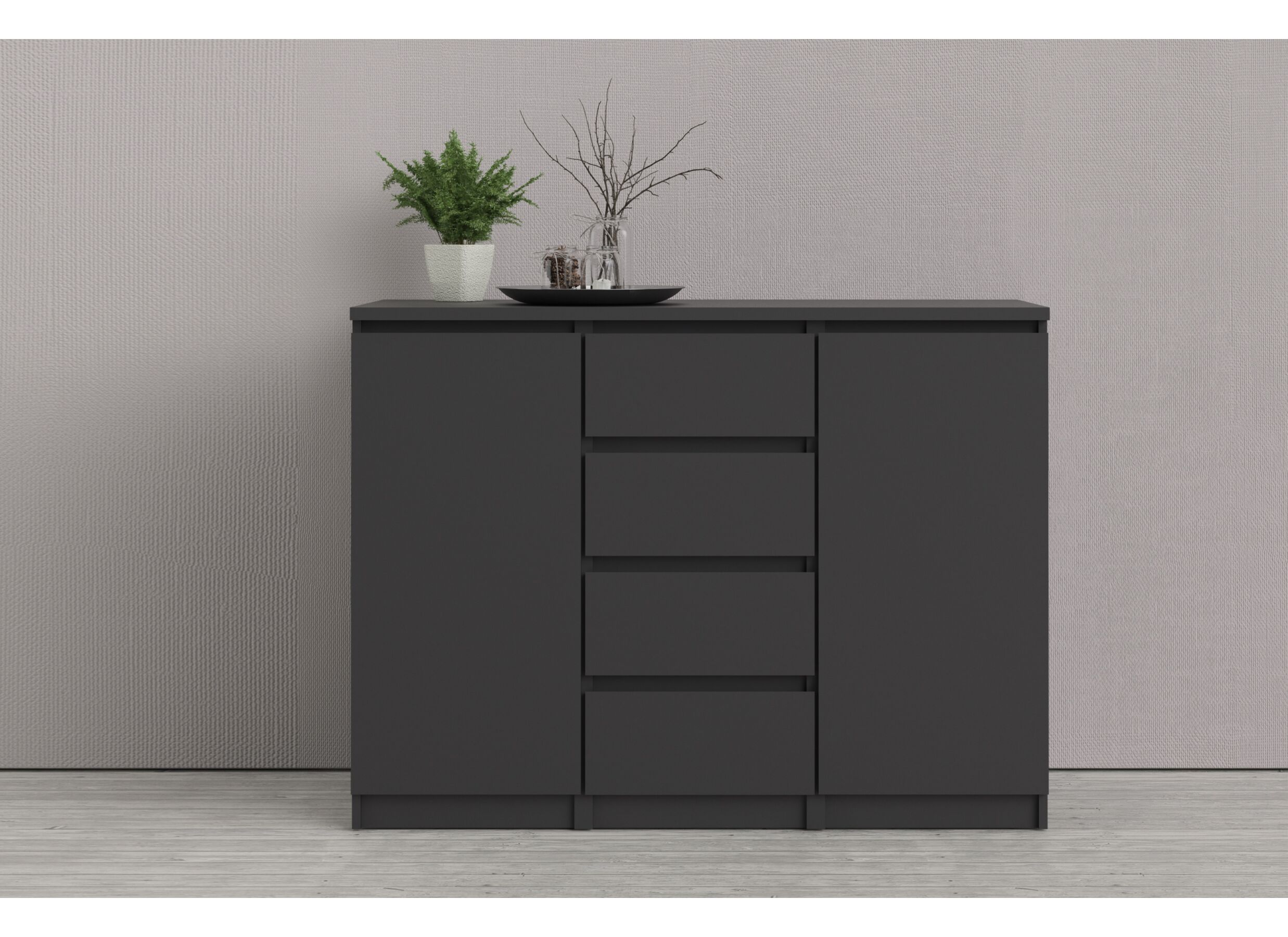 Commode Naia 121x50x91cm - décor - noir mat