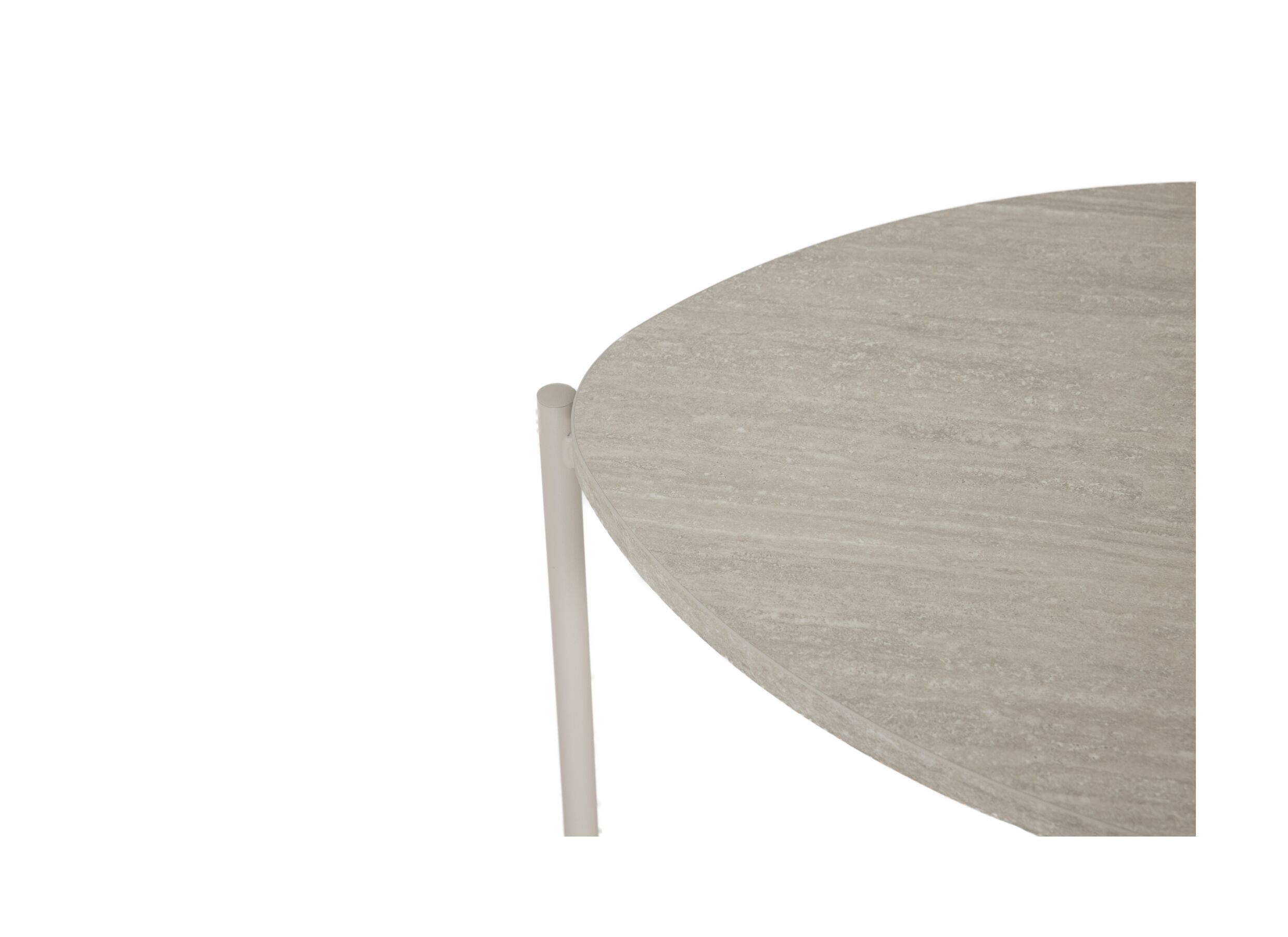 Detail - Table basse Trio Ø50cm - HPL - travertin tivoli & sable