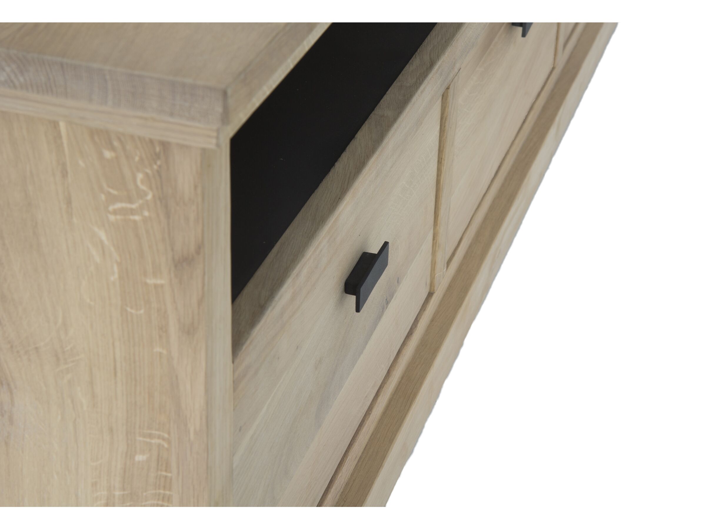 Meuble TV Grimaldi 160cm - chêne massif & décor - naturel