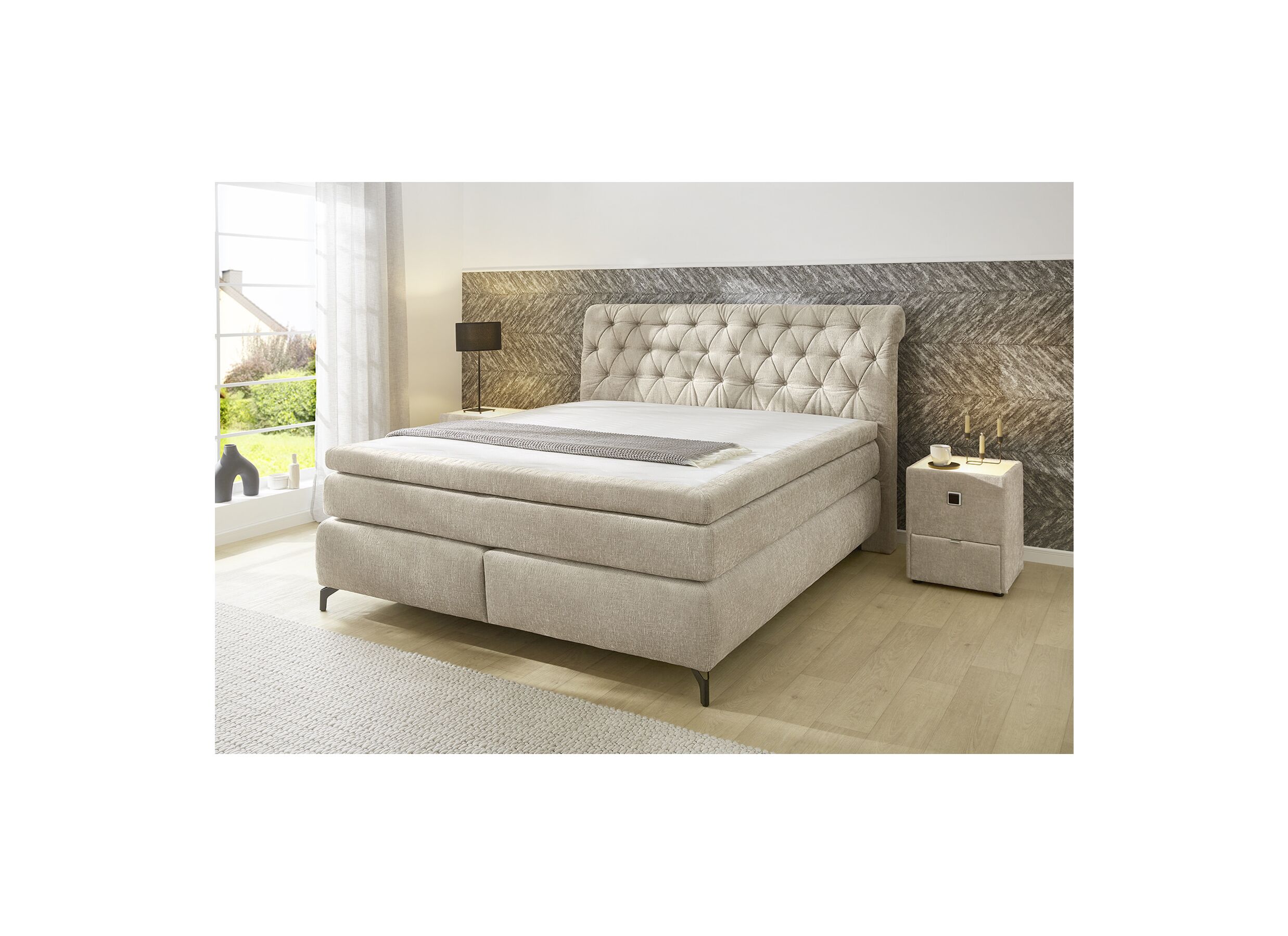 Plus Important - Boxspring SScarlett max 180x200cm - stof - beige