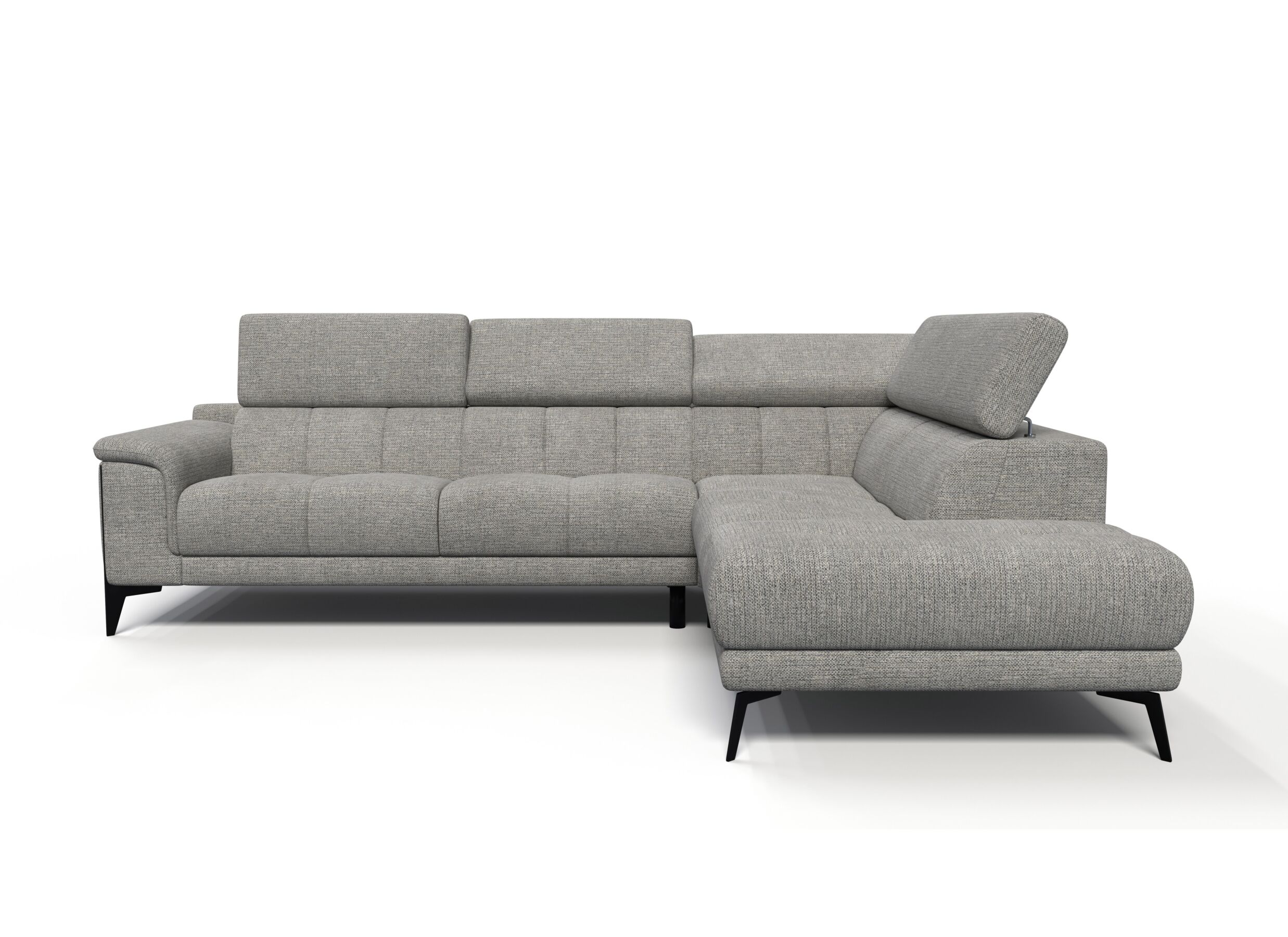 Aperçu - Canapé d'angle Amira 290x228cm - tissu - gris