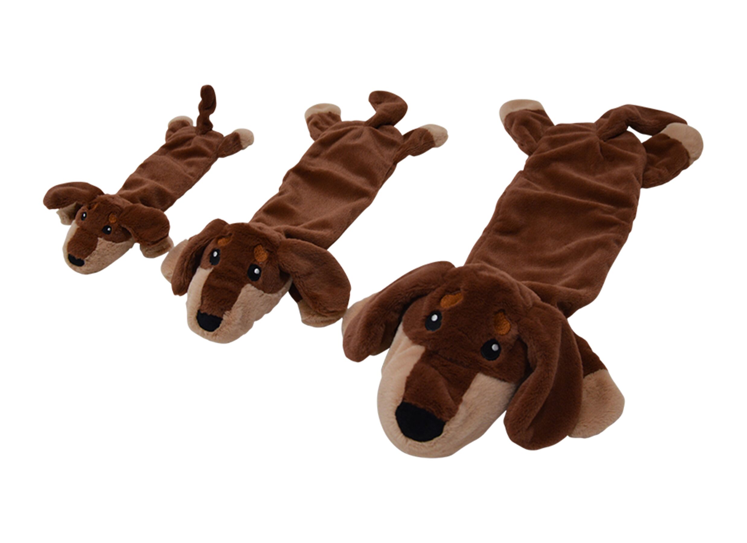 Aperçu - Jouet pour chien Woofles Flattie Teckel 30cm - tissu - marron avec effet crunchy