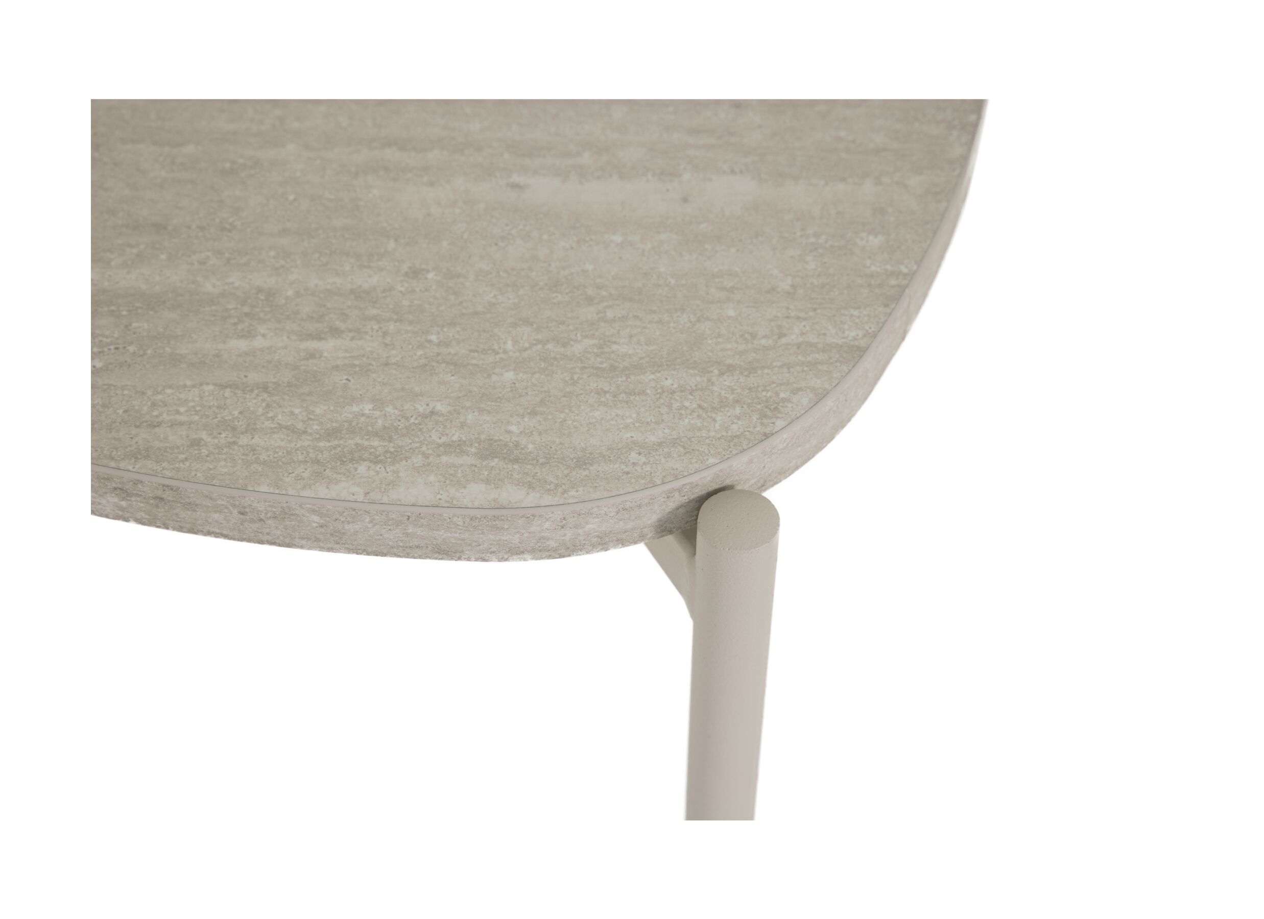 Detail - Table basse Trio Ø50cm - HPL - travertin tivoli & sable