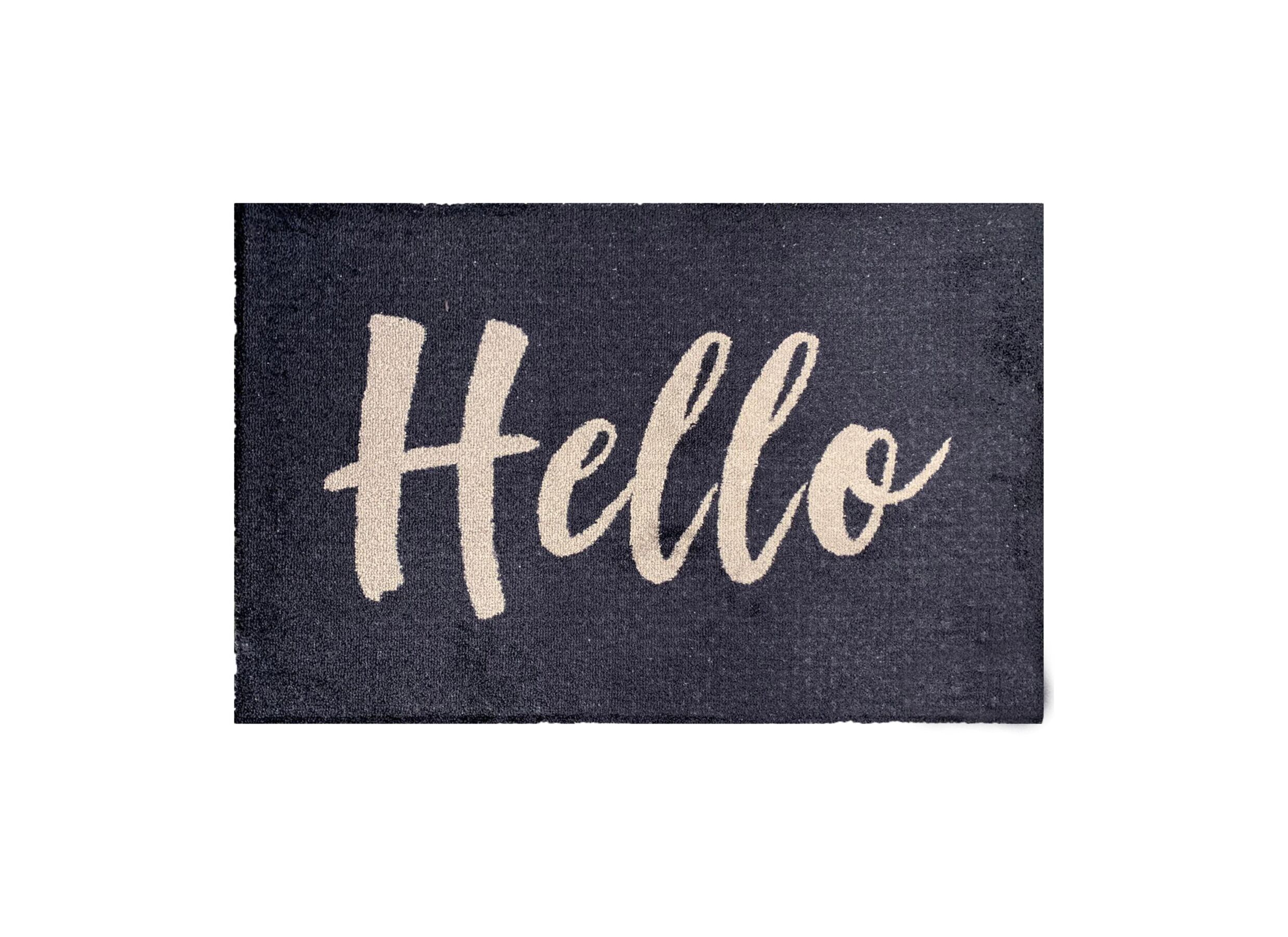 Deurmat Hello 75x50cm microvezel zwart