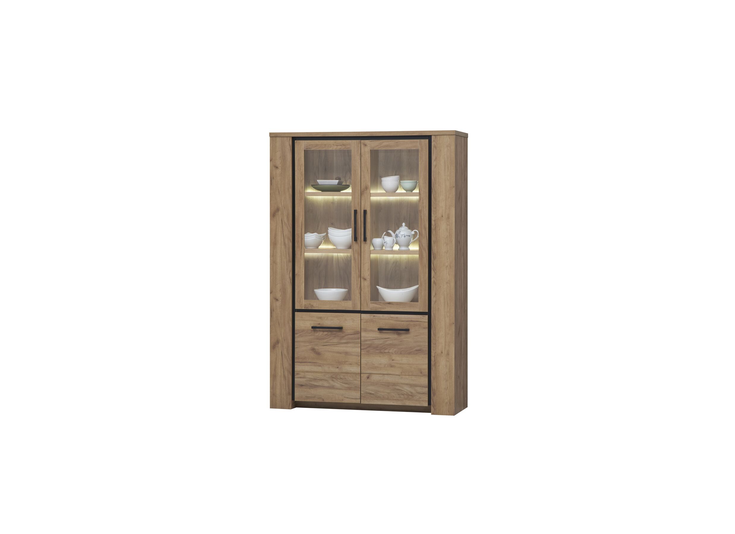 Vitrinekast Elio 133cm - melamine - French oak