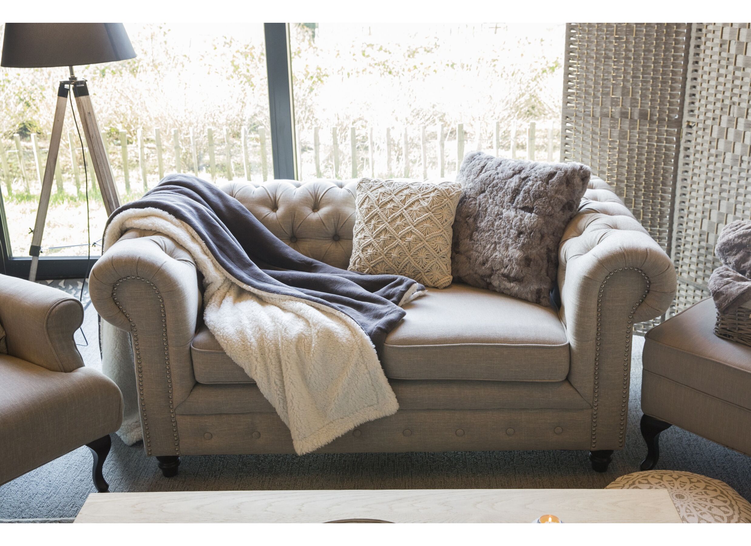 Sfeerfoto - Plaid Bonze 150x200cm nepbont polyester antraciet