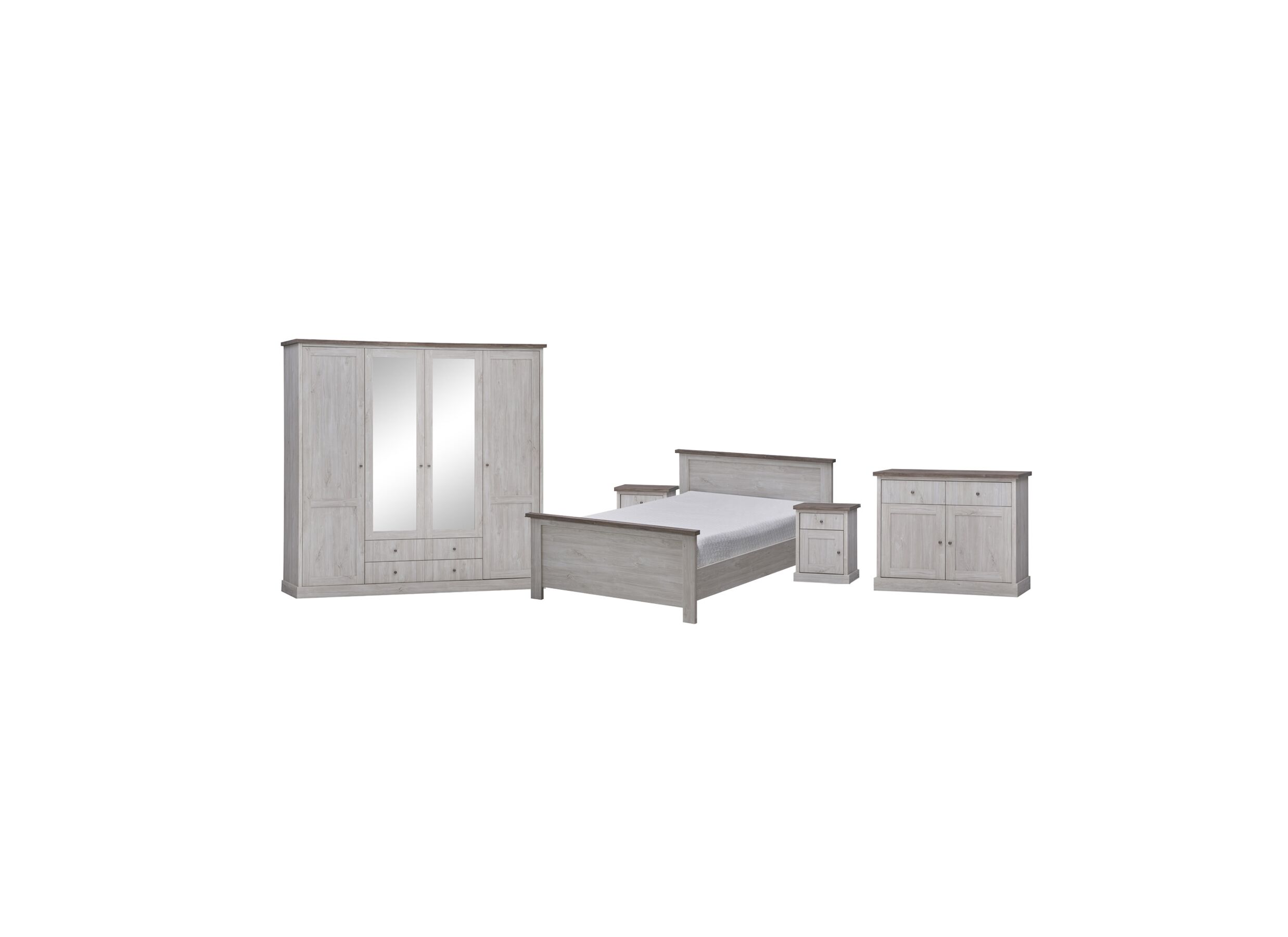Plus Important - Chambre à coucher Eline avec lit 180x200cm - armoire 225cm - commode 110cm