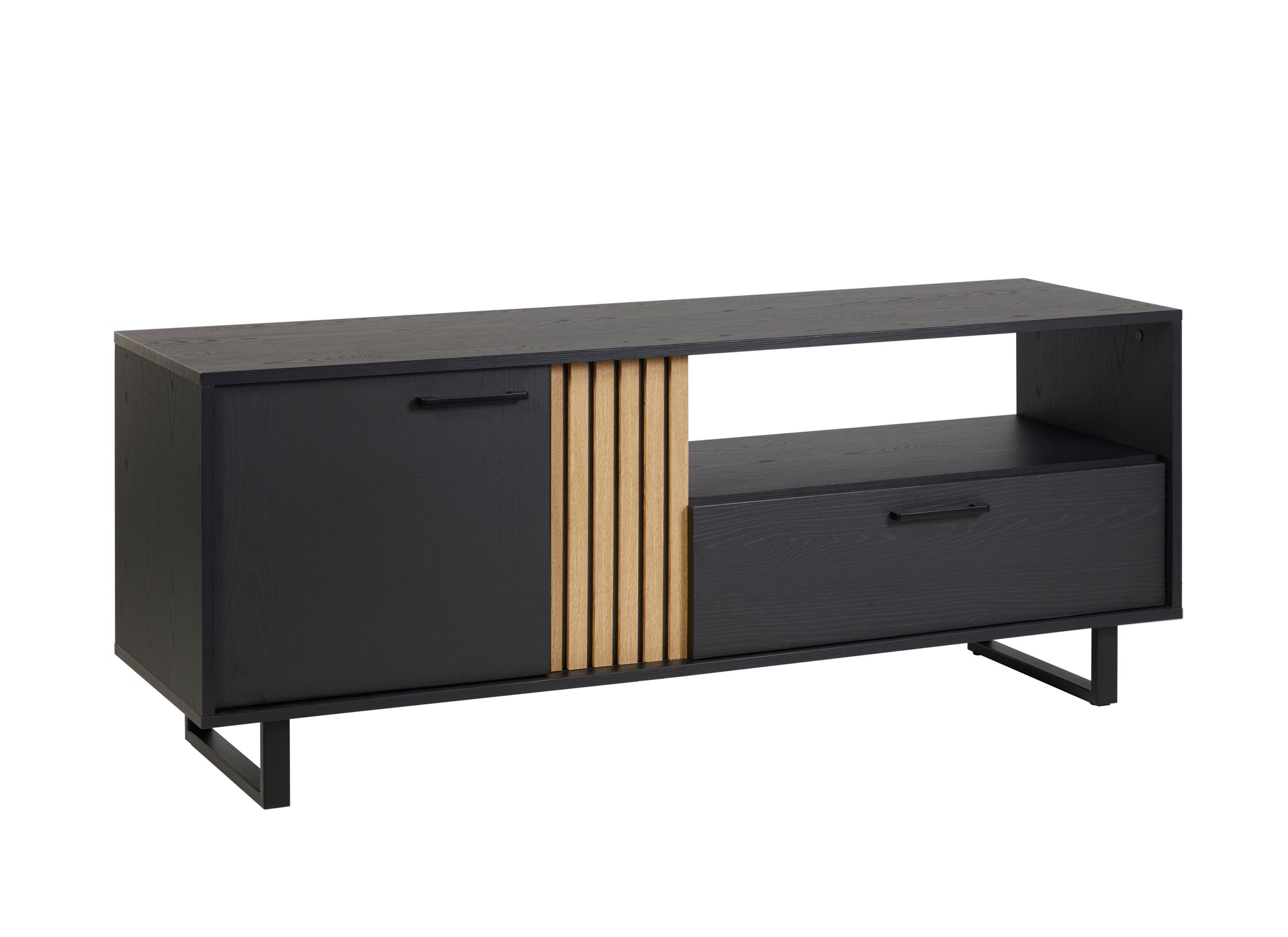 Hoofdfoto - Tv-meubel Faro 164cm - melamine - structuur zwart