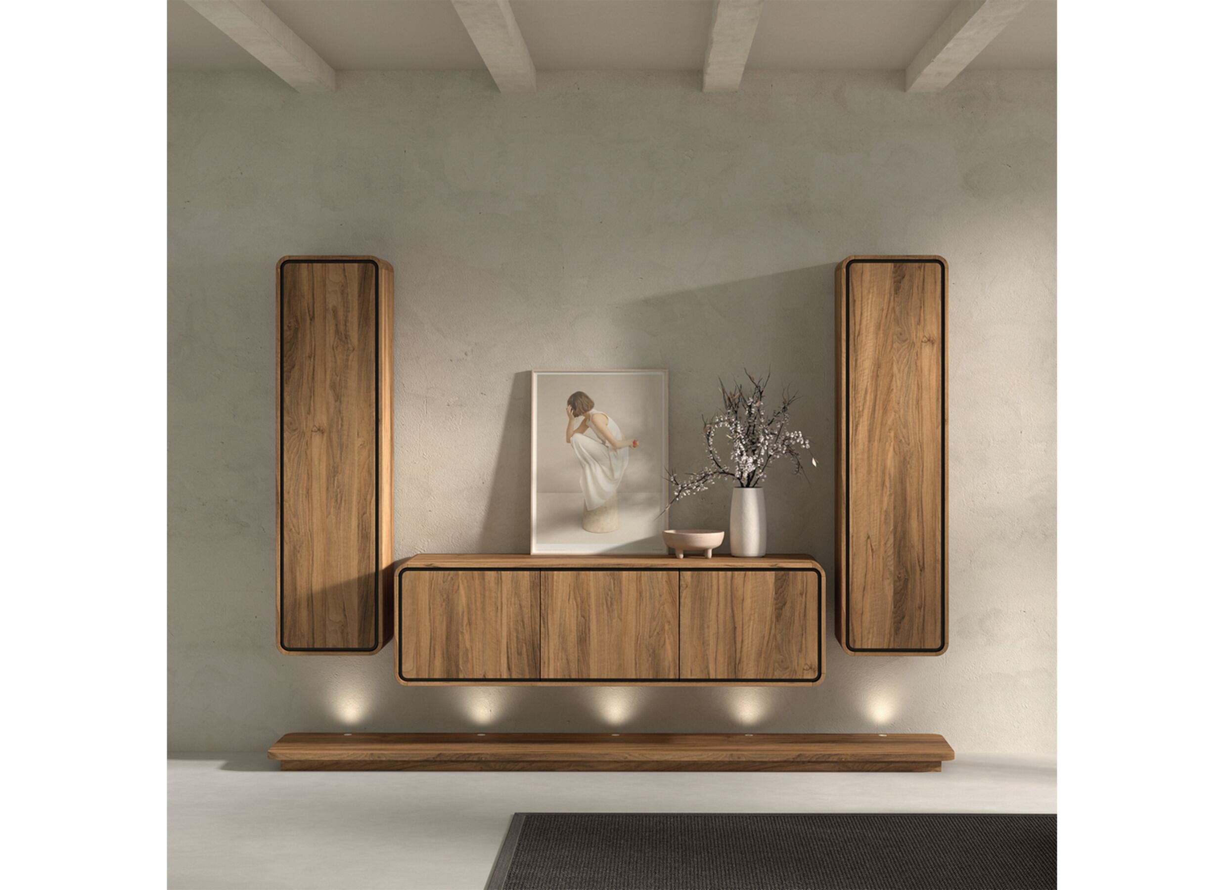 Foto ambiance - Plateau de base 261cm - mélamine - brushed walnut nature