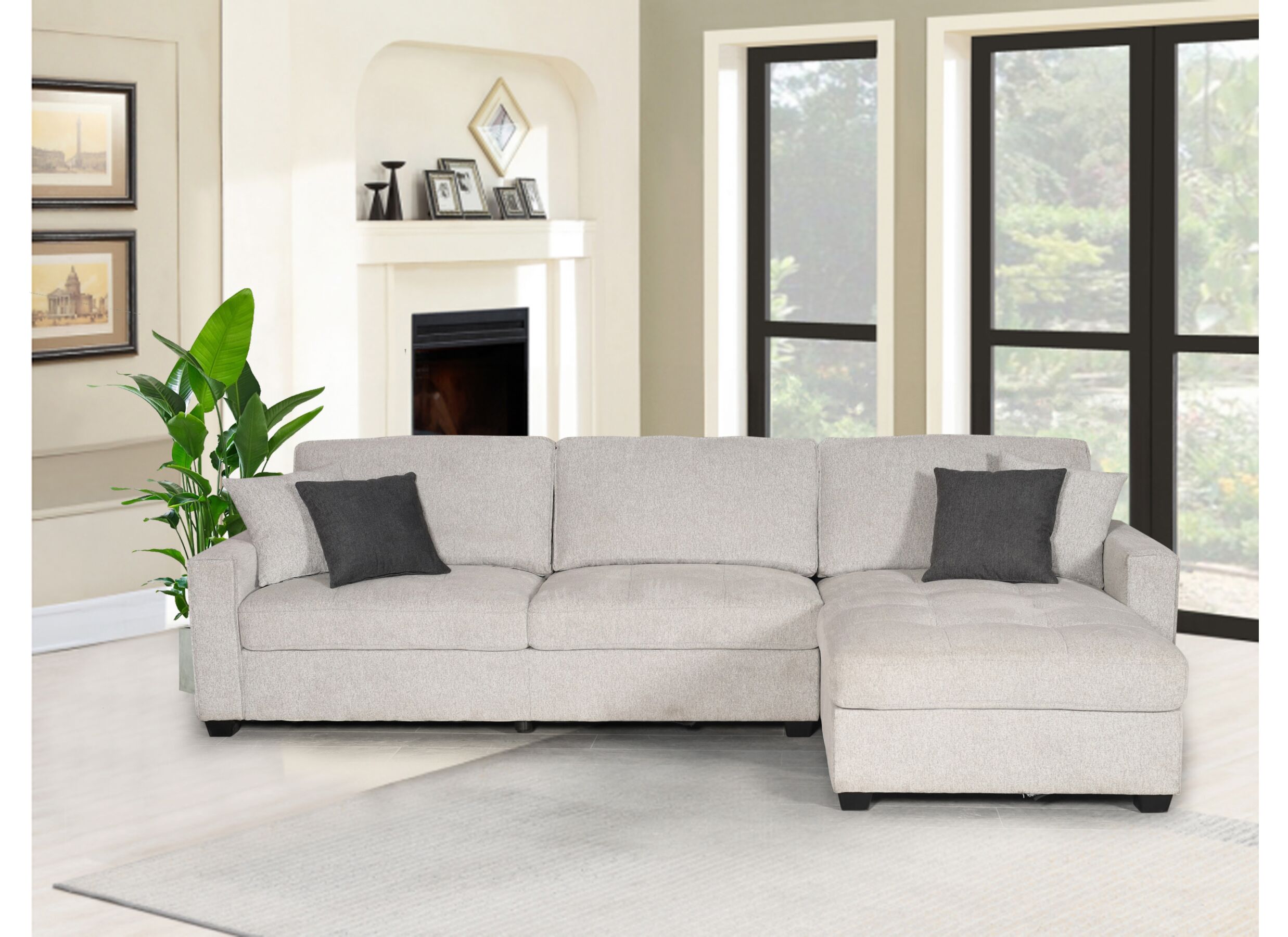 Foto ambiance - Canapé d'angle Ramon tissu beige