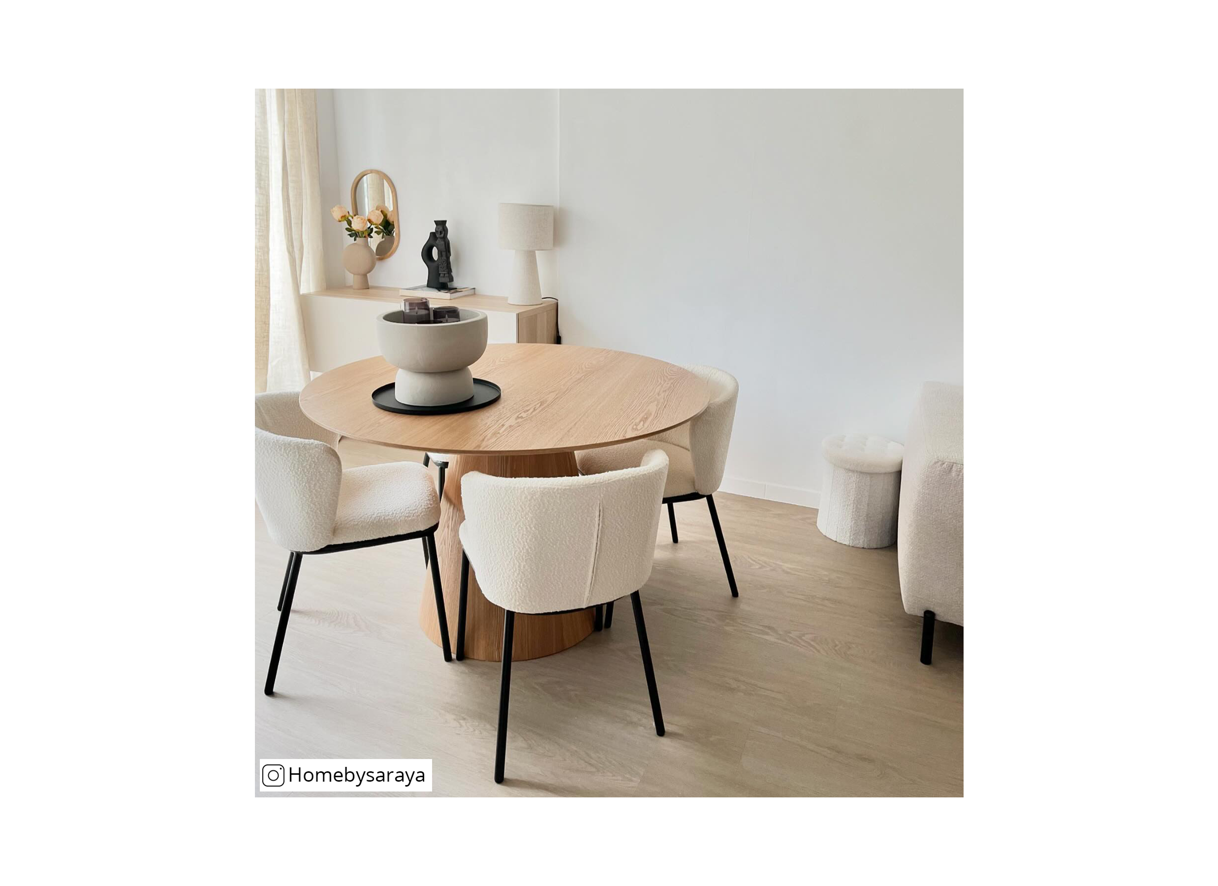 Table ronde Daytona Ø120cm - frêne placage - naturel