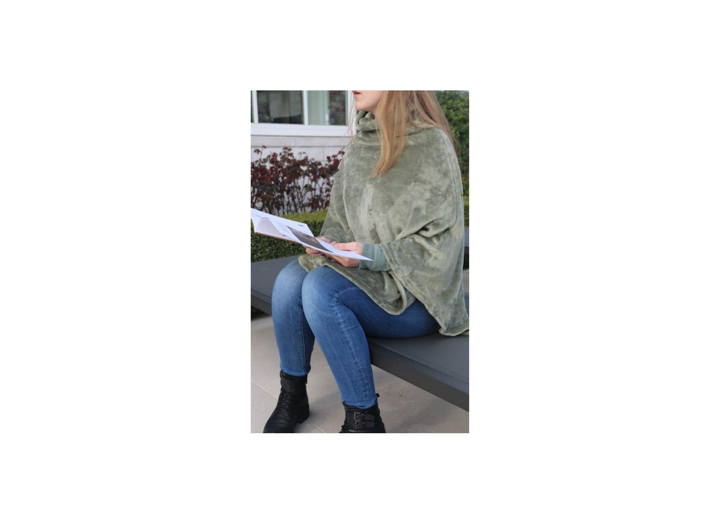 Poncho microfibre vert olive - Poncho microfibre vert olive