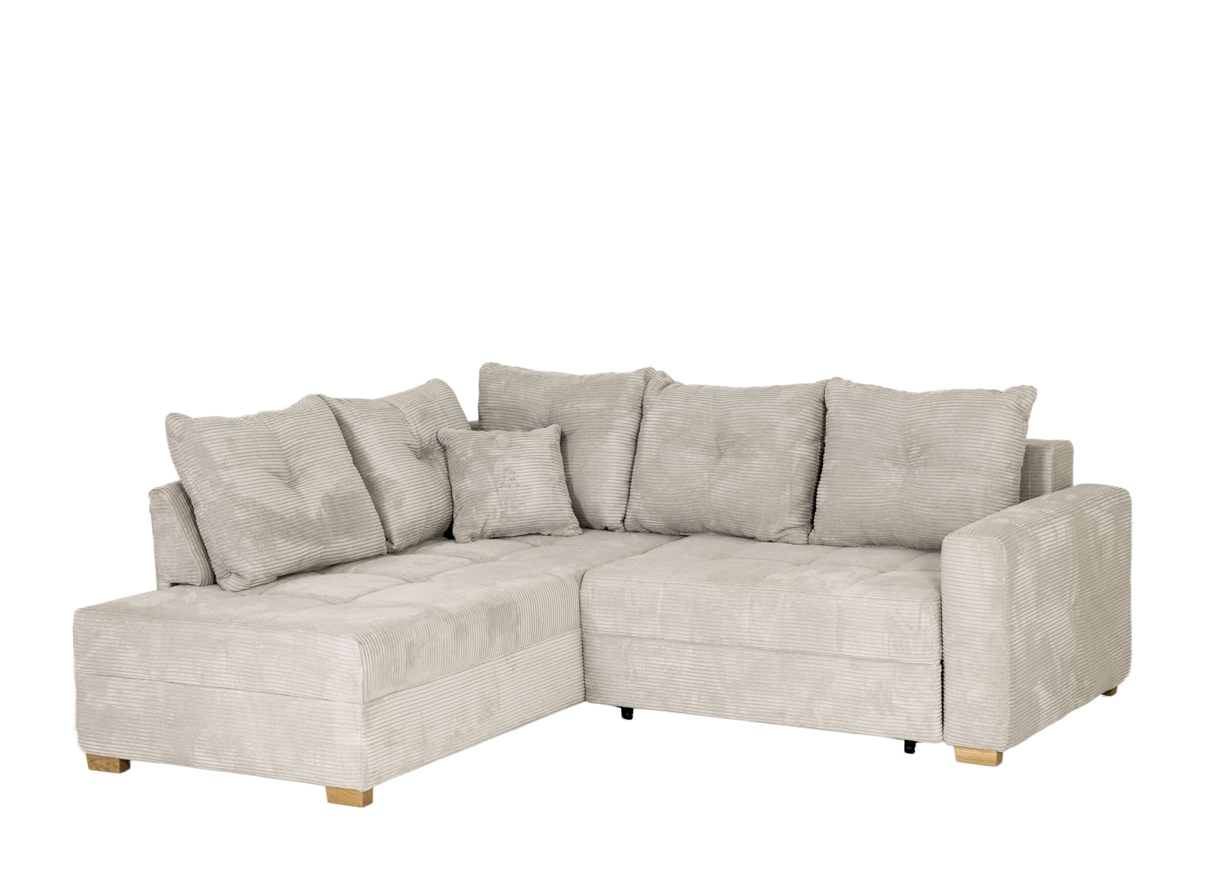 Hoofdfoto - Hoeksalon Heidelberg 228x199cm - stof - lichtgrijs met bedfunctie, relax en opbergruimte