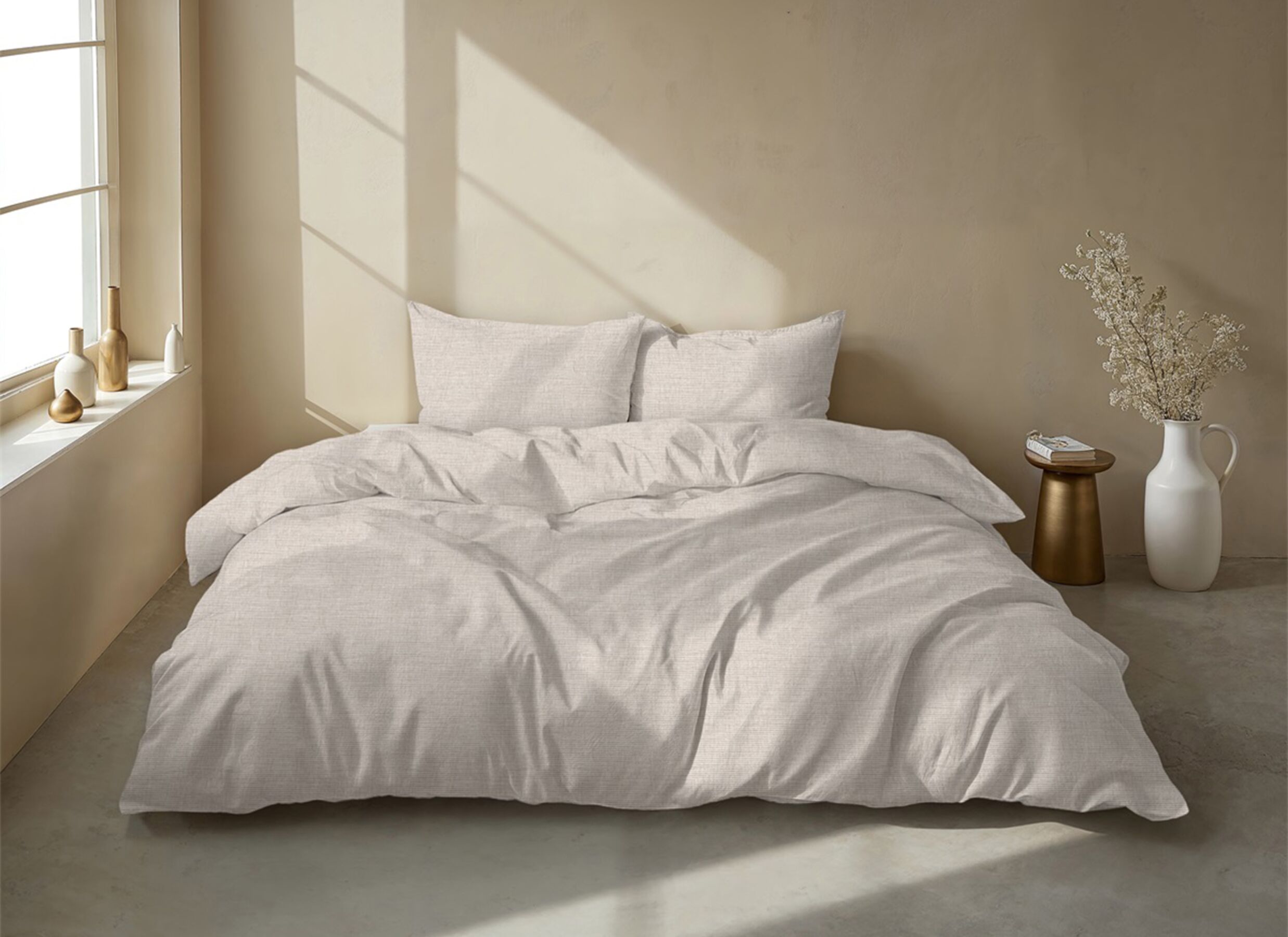 Sfeerfoto - Dekbedovertrek 200x220cm - katoen - sandy beige