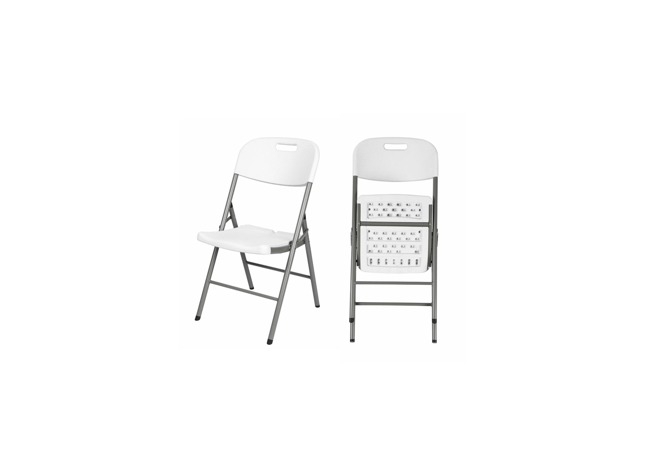Aperçu - Chaise pliante Nicola 45x48x87cm - acier & HDPE - blanc