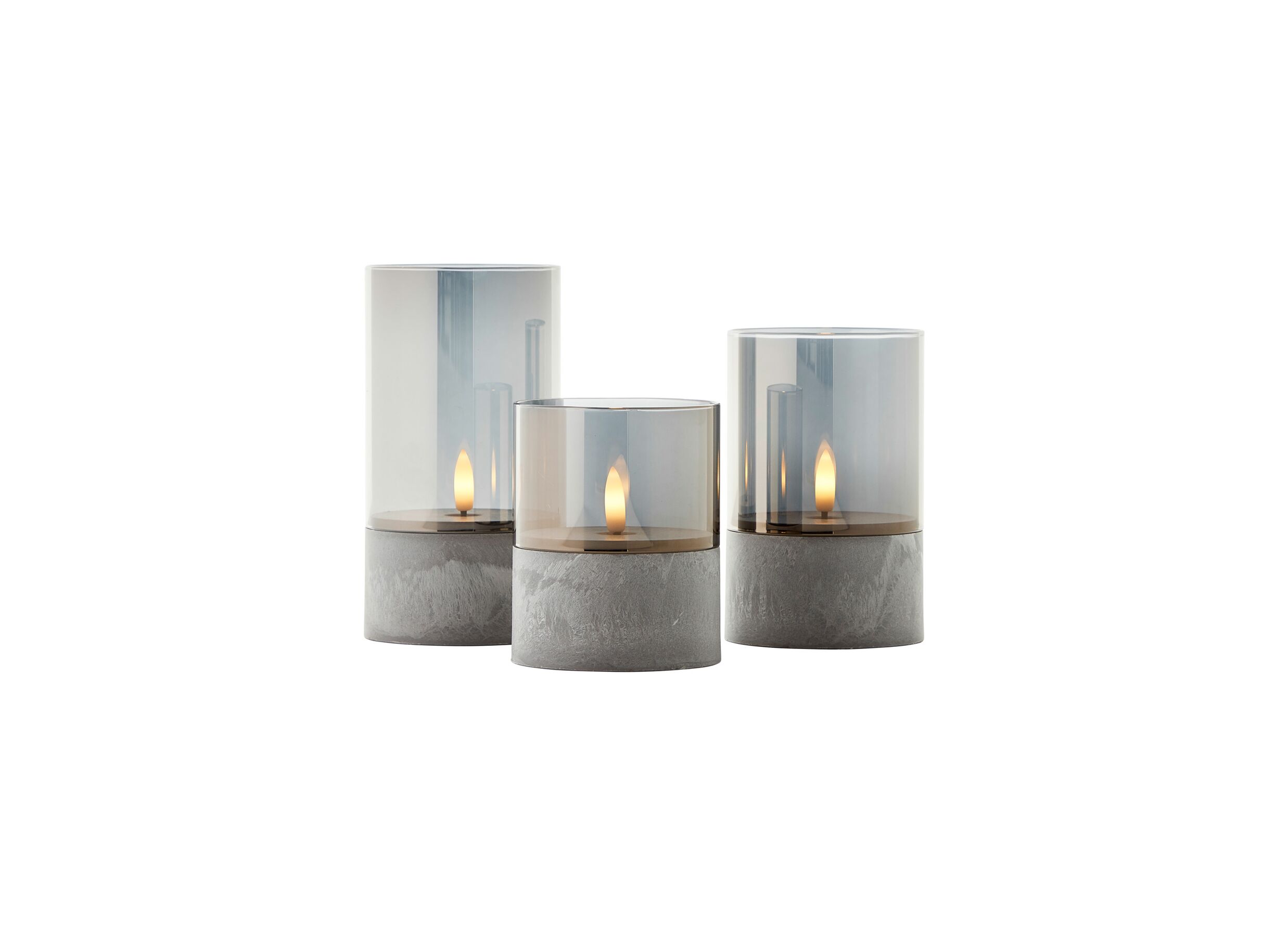 Overzichtsfoto - Ledkaars Bougie H15cm - kunststof/glas - grijs