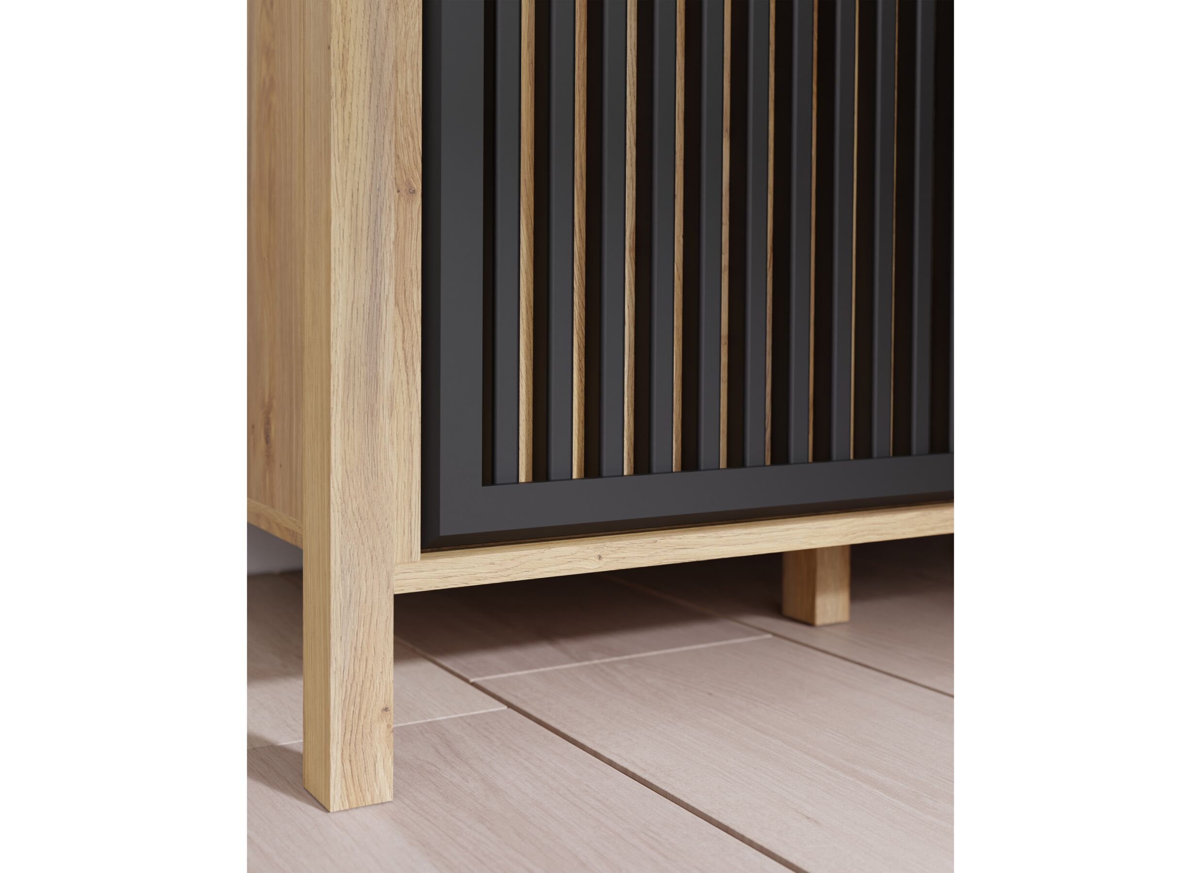Detail - Meuble d'entrée Jytana 132cm - décor - chêne mauvella & noir